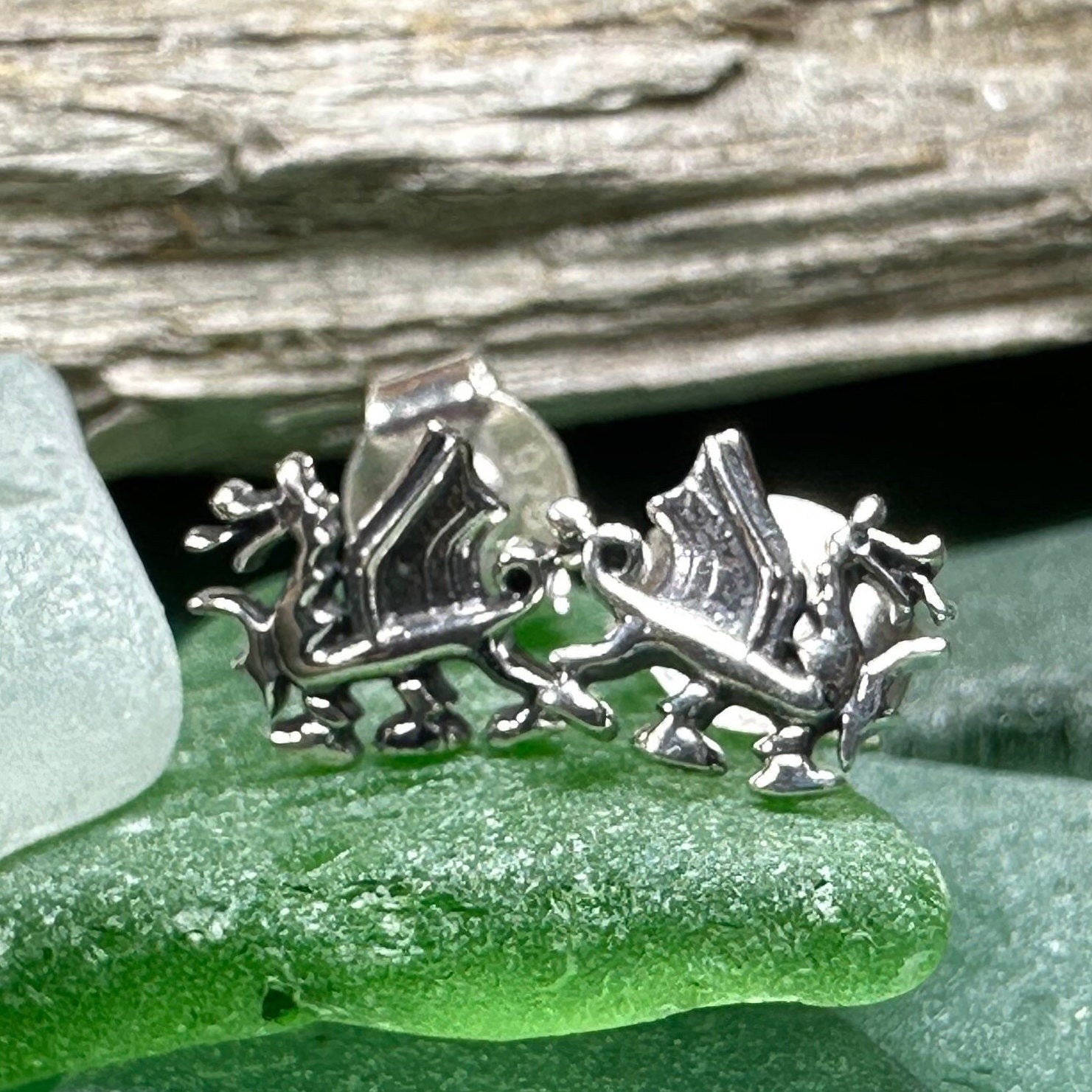 Petite Welsh Dragon Stud Earrings