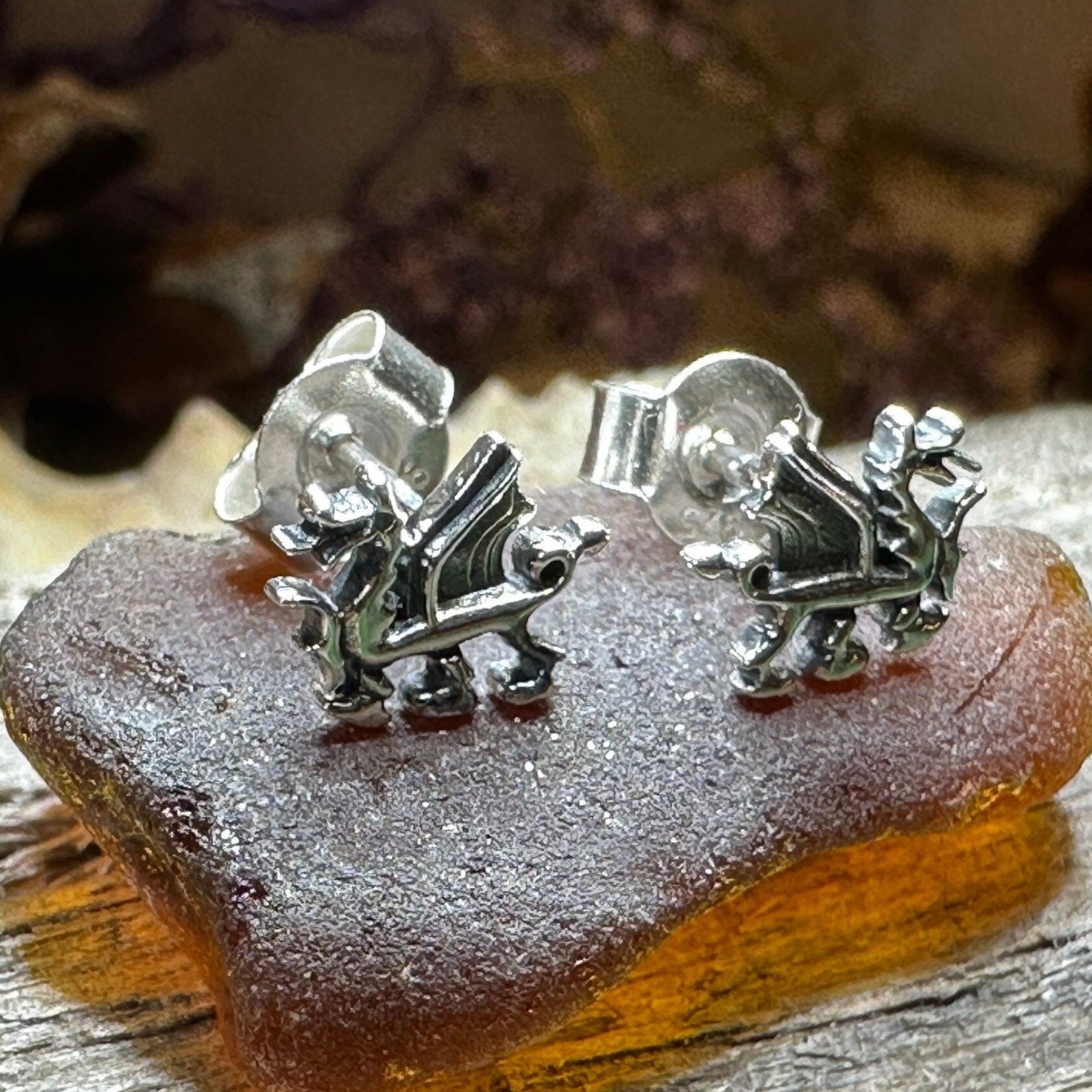 Petite Welsh Dragon Stud Earrings