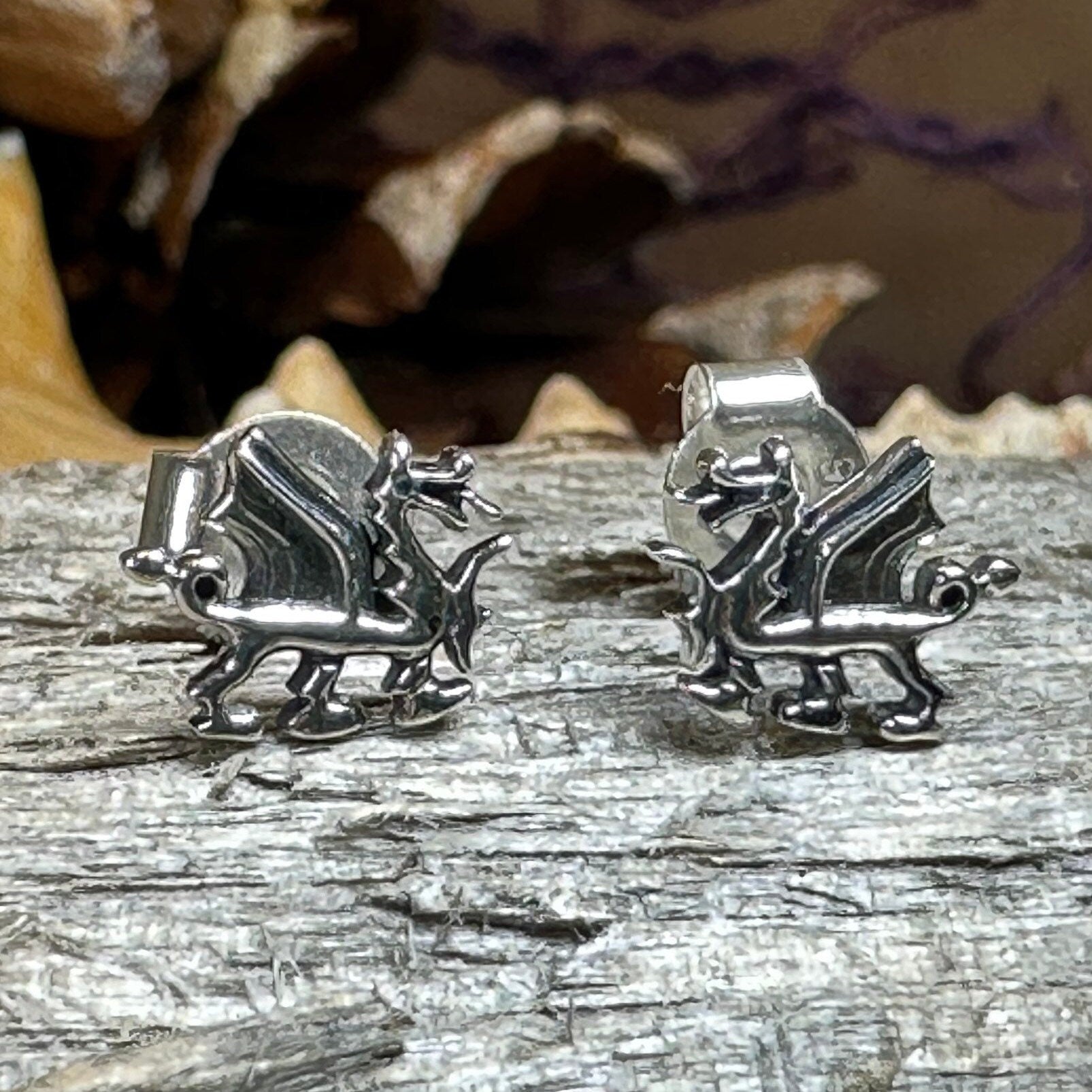 Petite Welsh Dragon Stud Earrings
