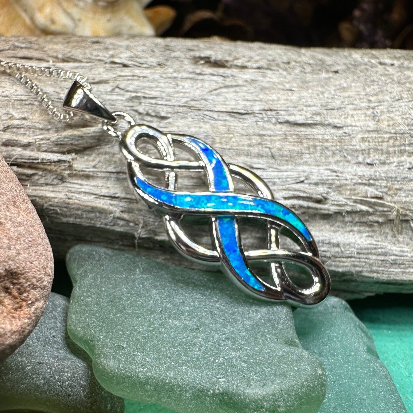 Fire Opal Celtic Infinity Necklace