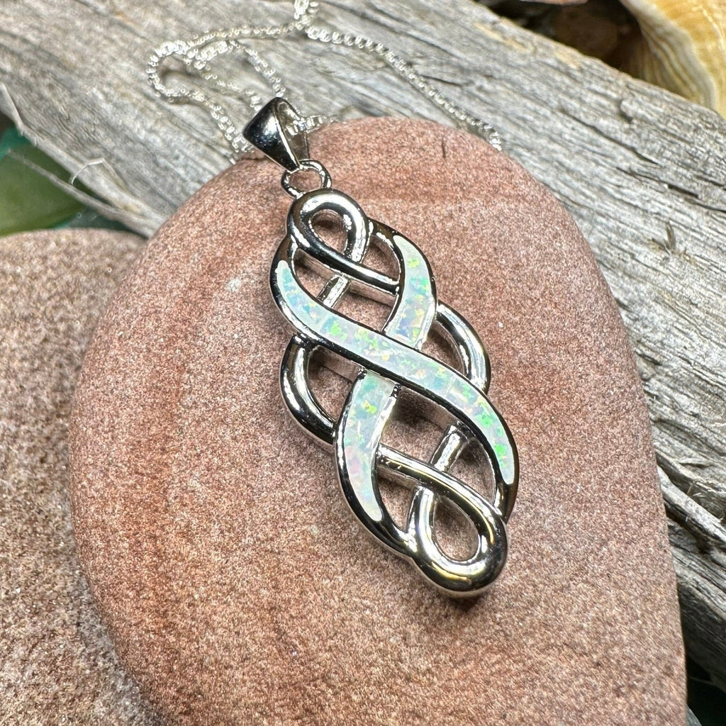 Fire Opal Celtic Infinity Necklace