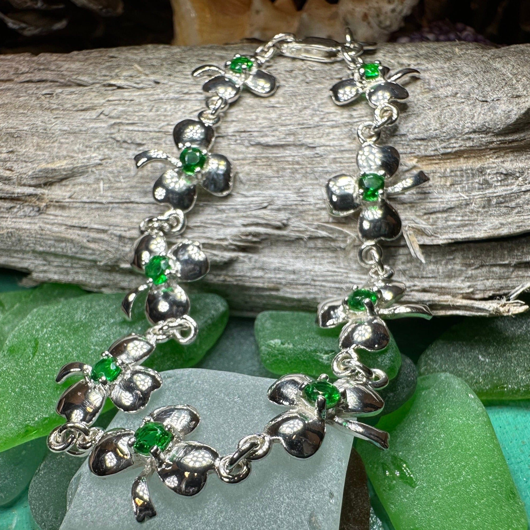 Emerald Shamrock Irish Bracelet