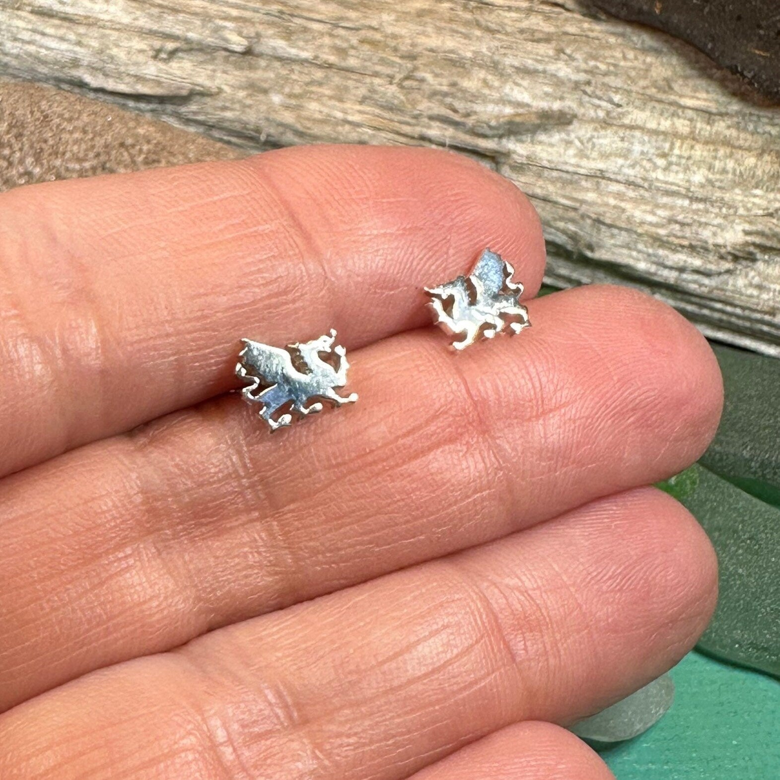 Eilonwy Welsh Dragon Stud Earrings