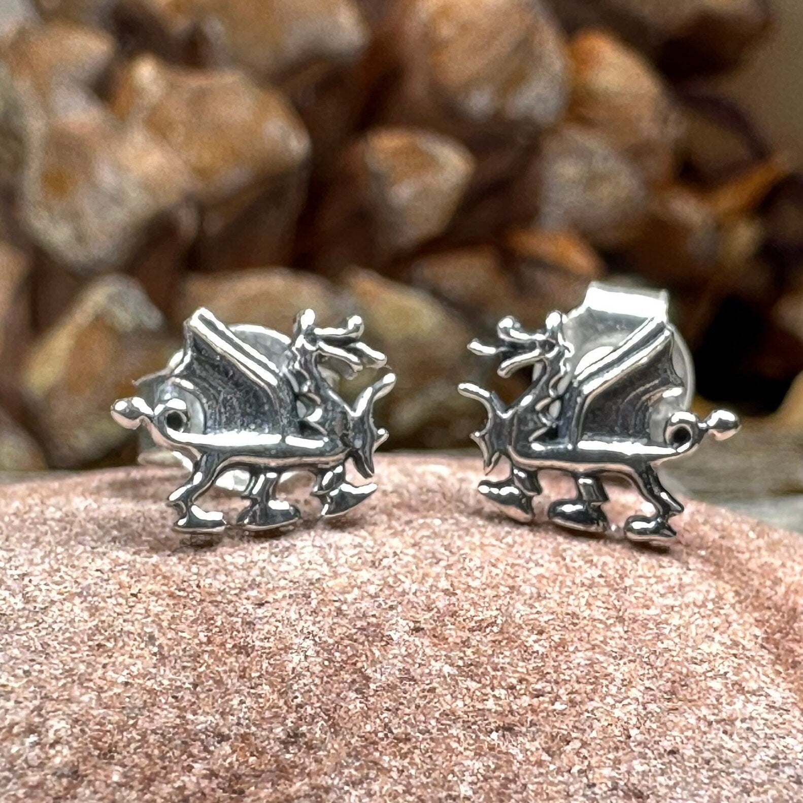 Petite Welsh Dragon Stud Earrings
