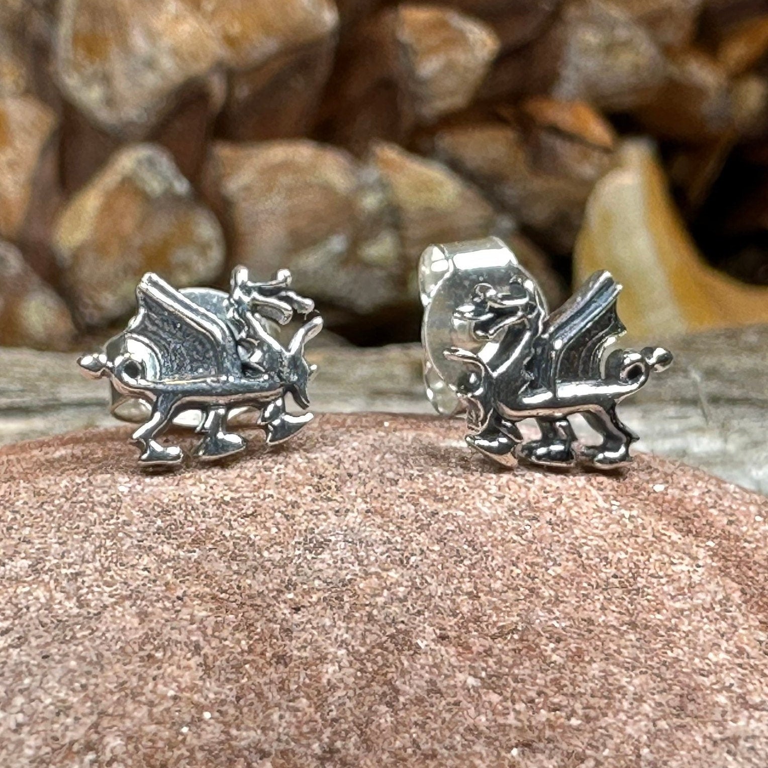 Petite Welsh Dragon Stud Earrings