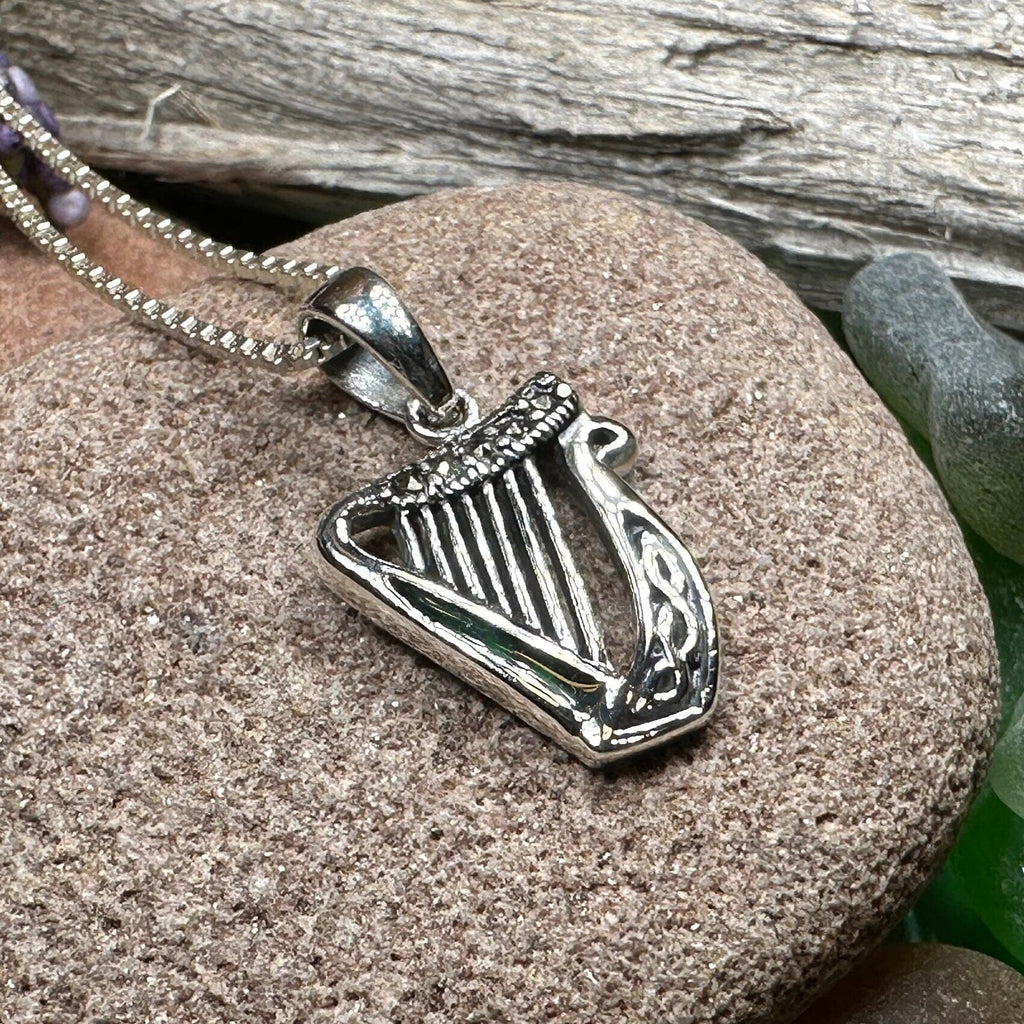 Green Enamel Harp Necklace