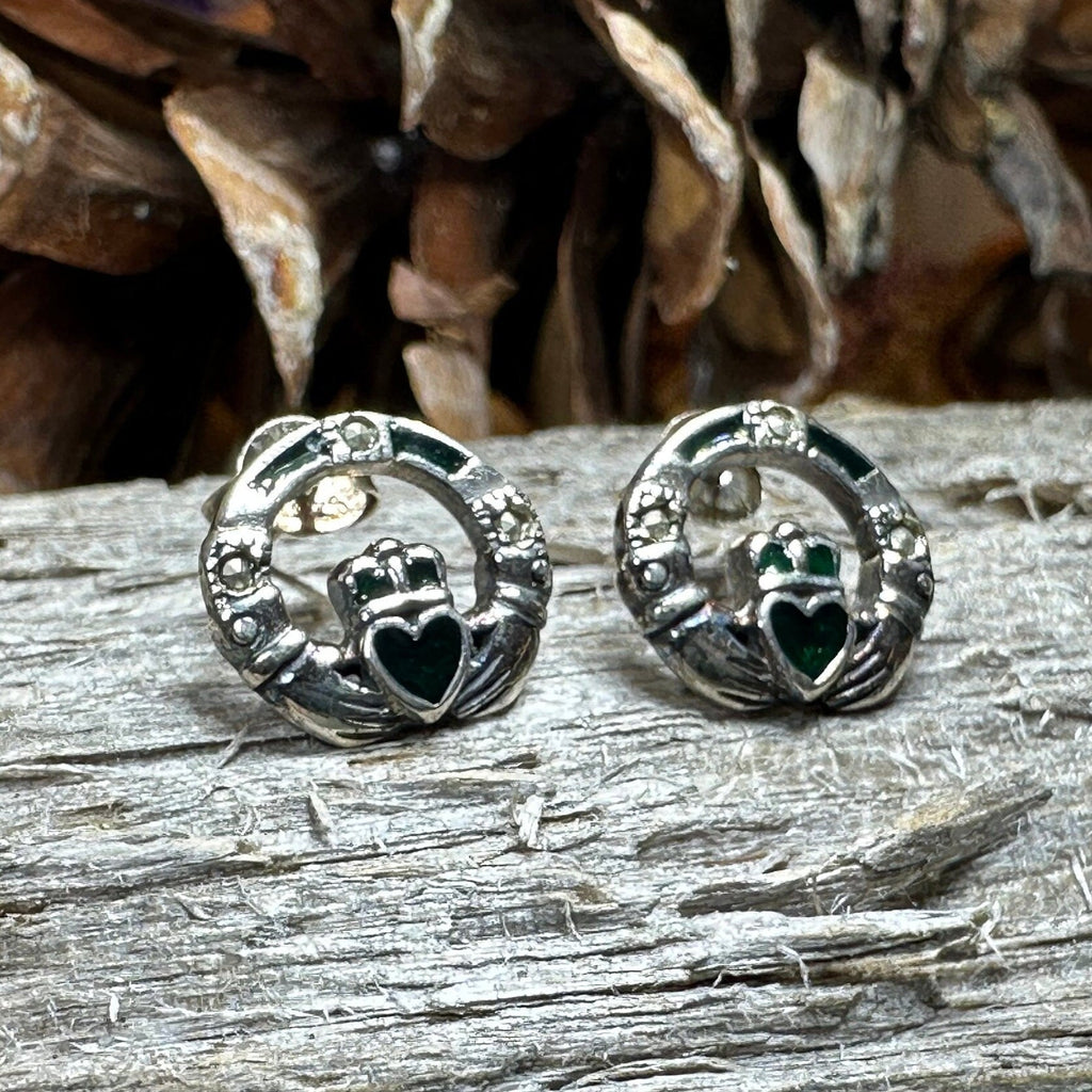 Irish Claddagh Stud Earrings