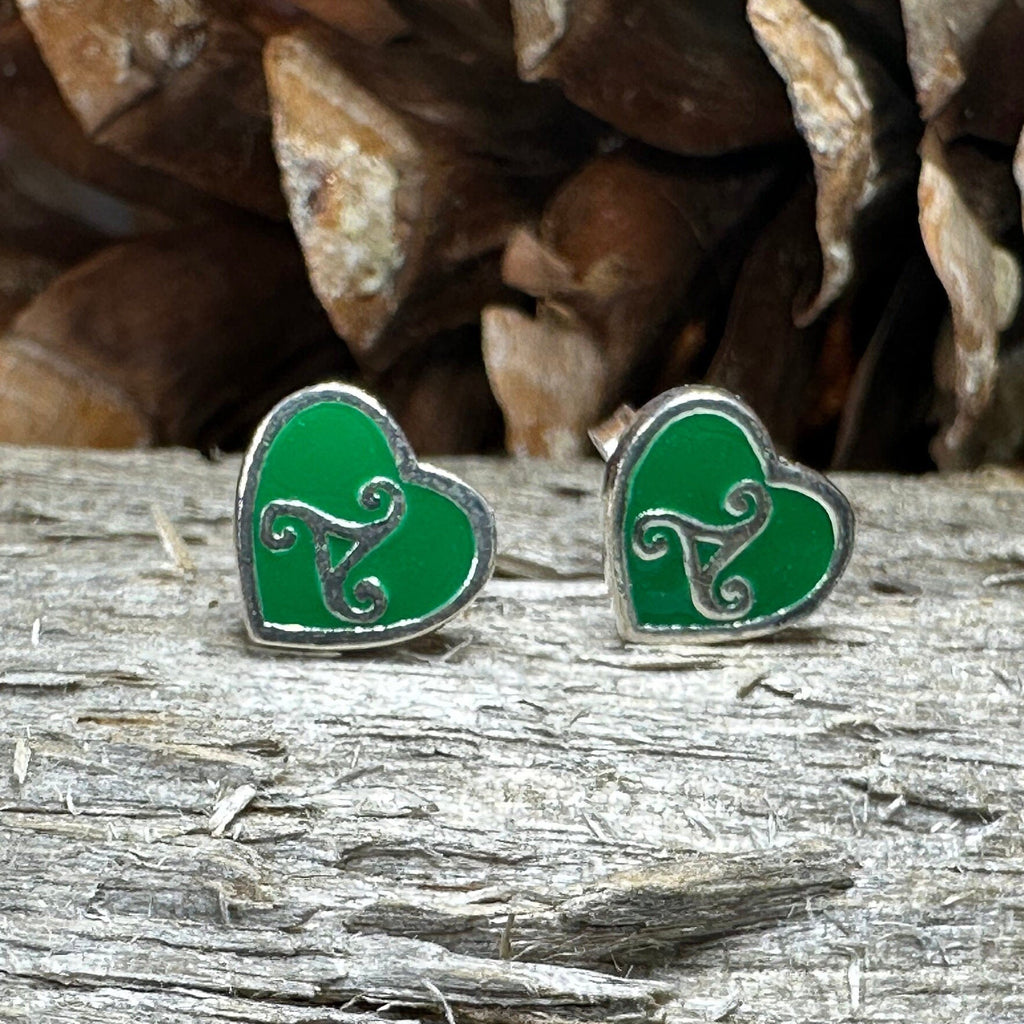 Green Celtic Spiral Earrings