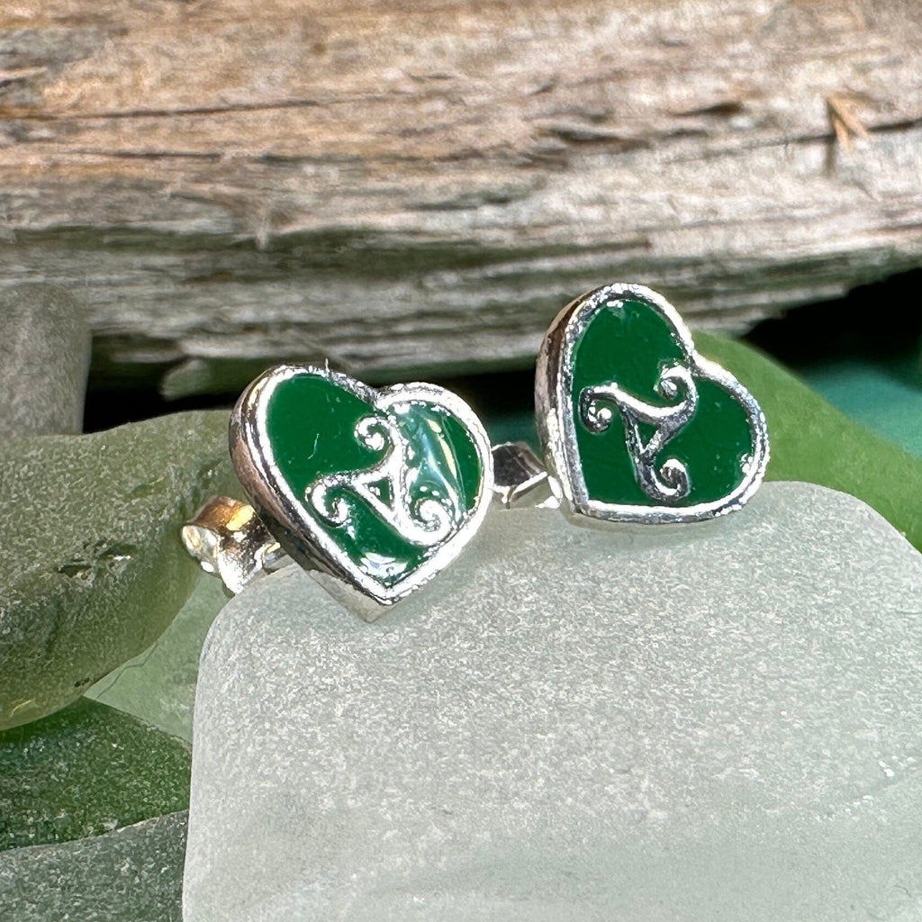 Green Celtic Spiral Earrings