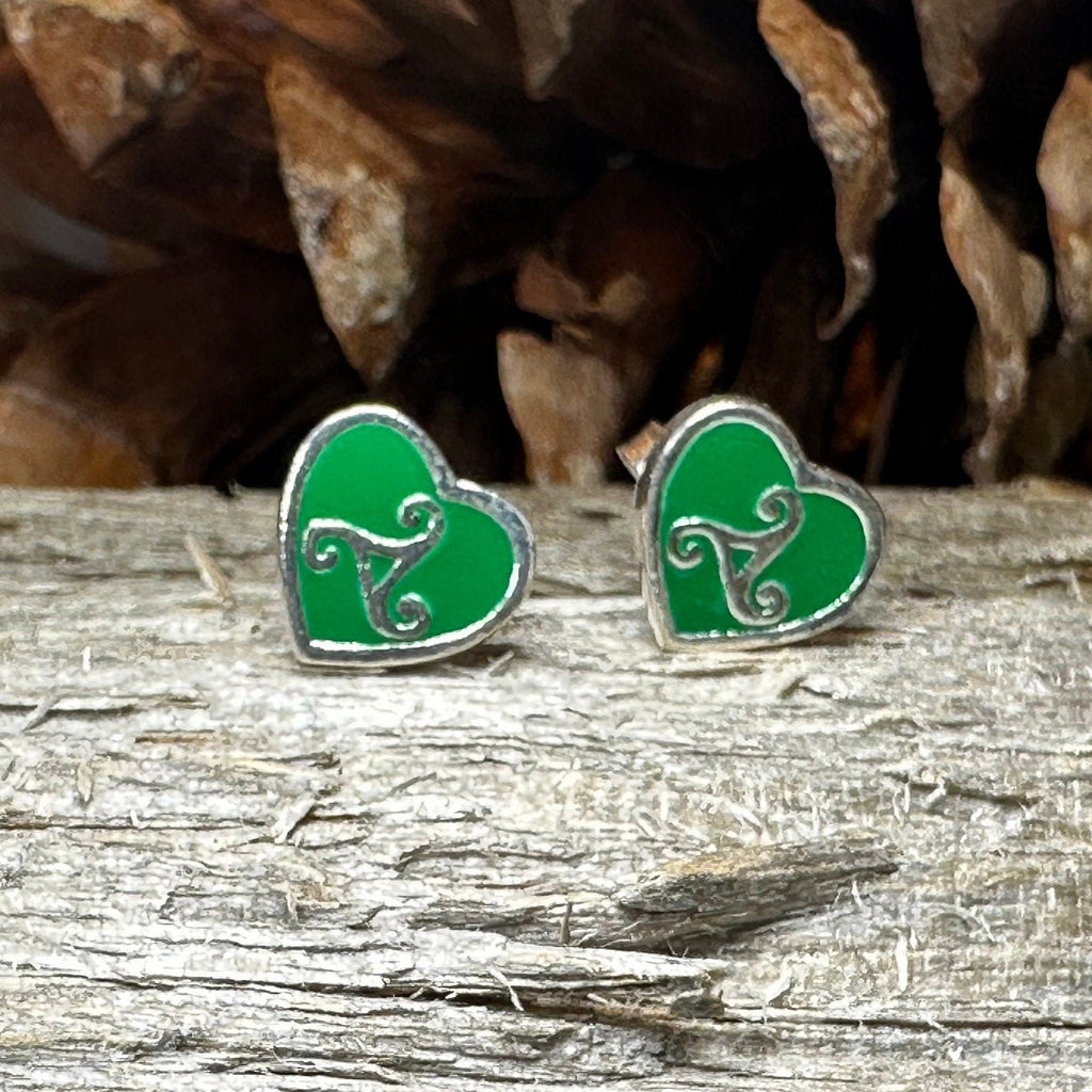 Green Celtic Spiral Earrings