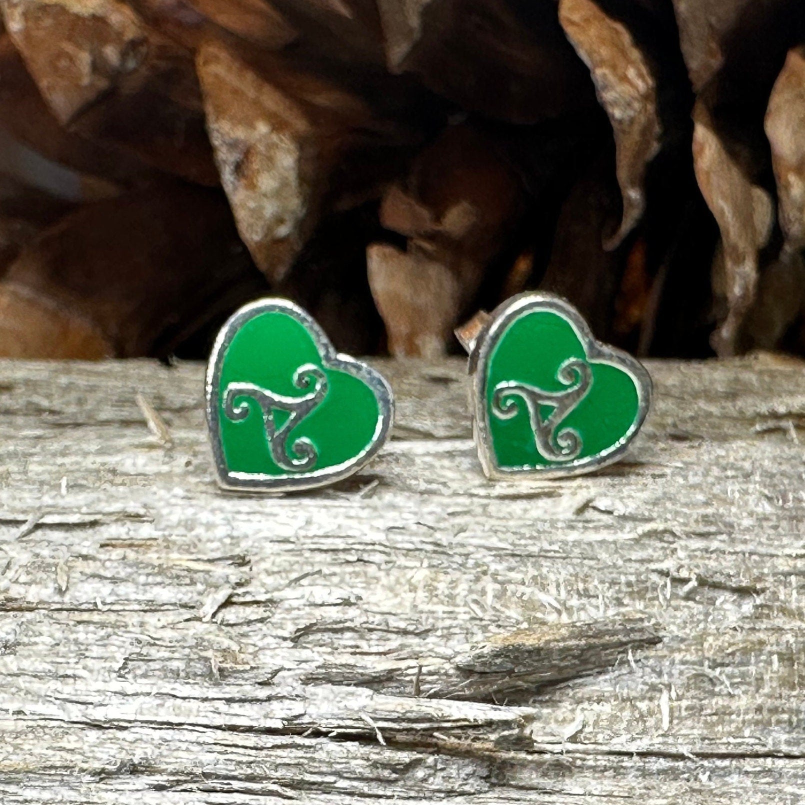 Green Celtic Spiral Earrings