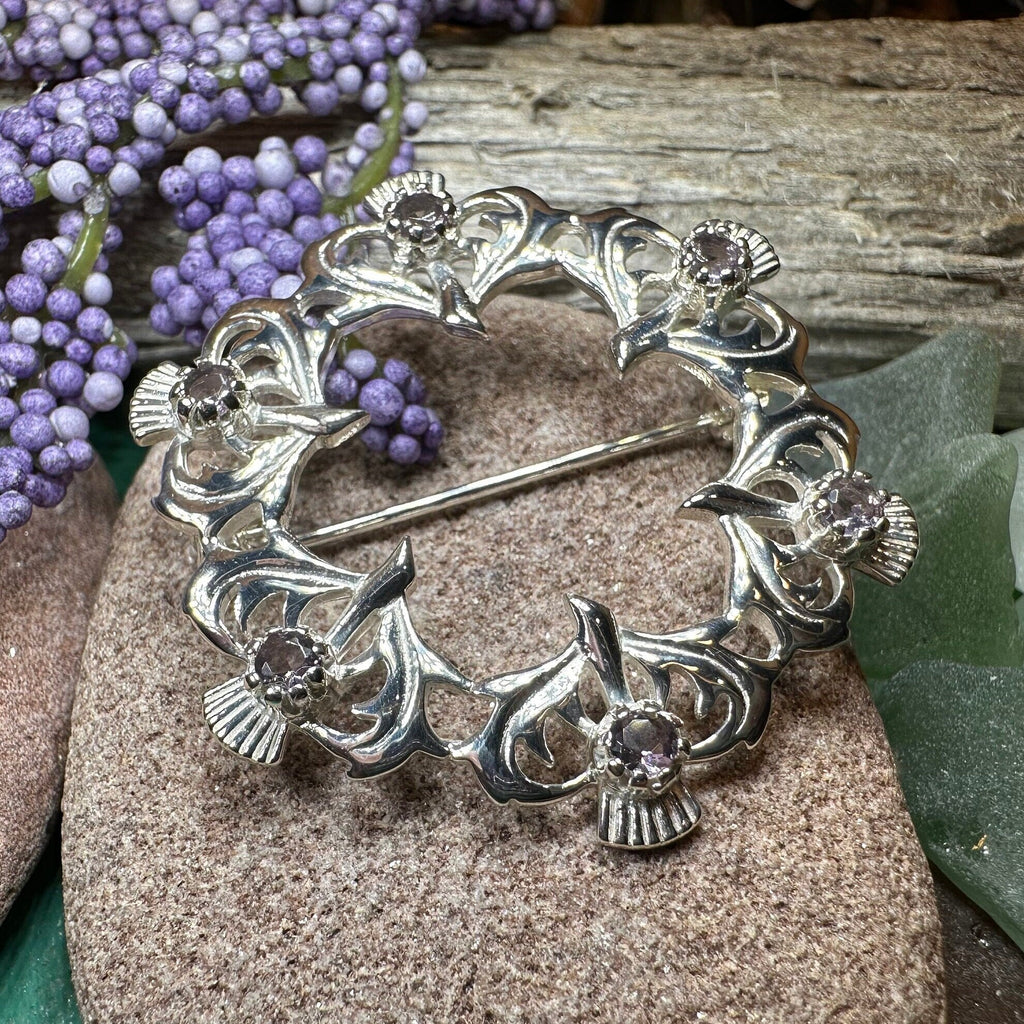 Arran Amethyst Thistle Brooch