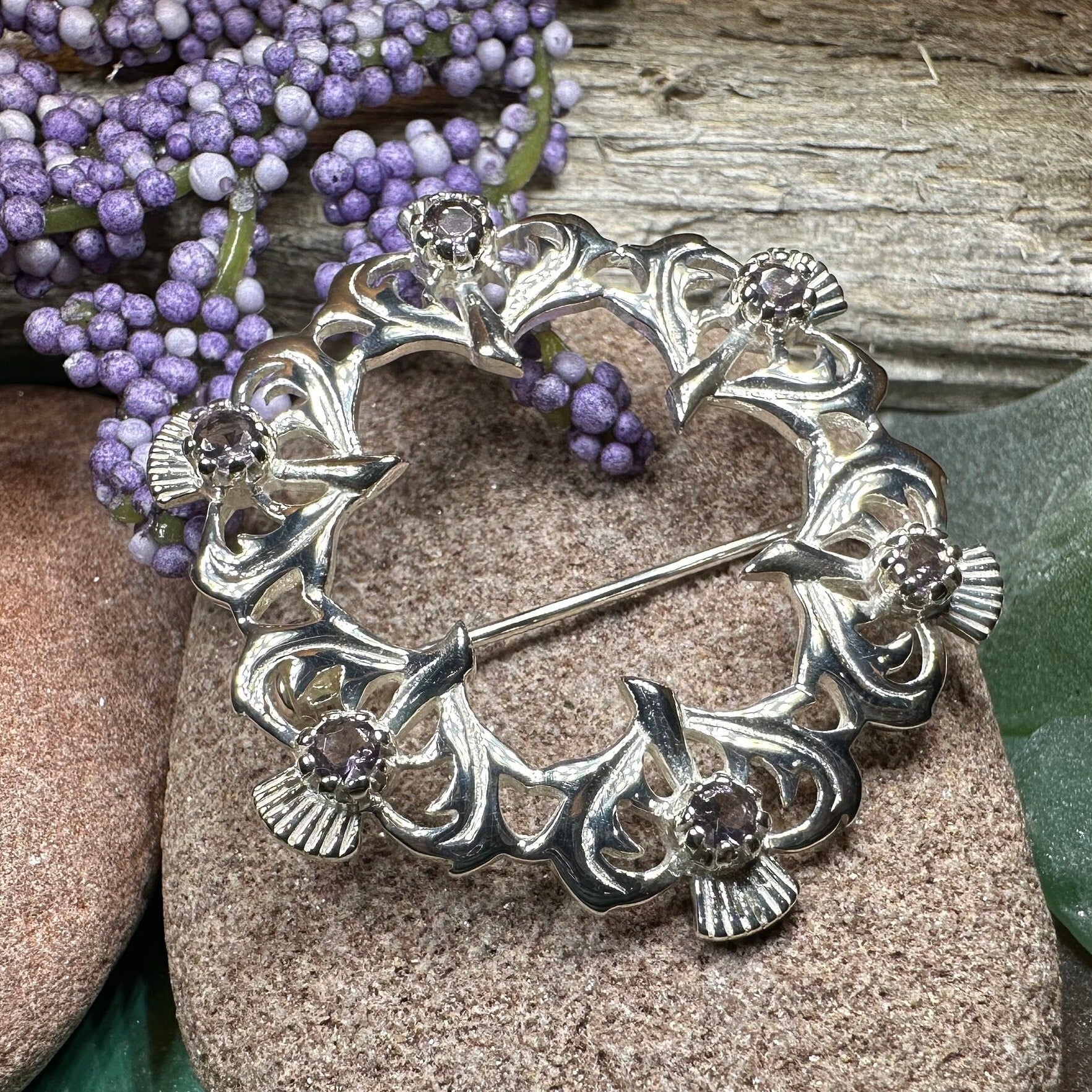 Arran Amethyst Thistle Brooch