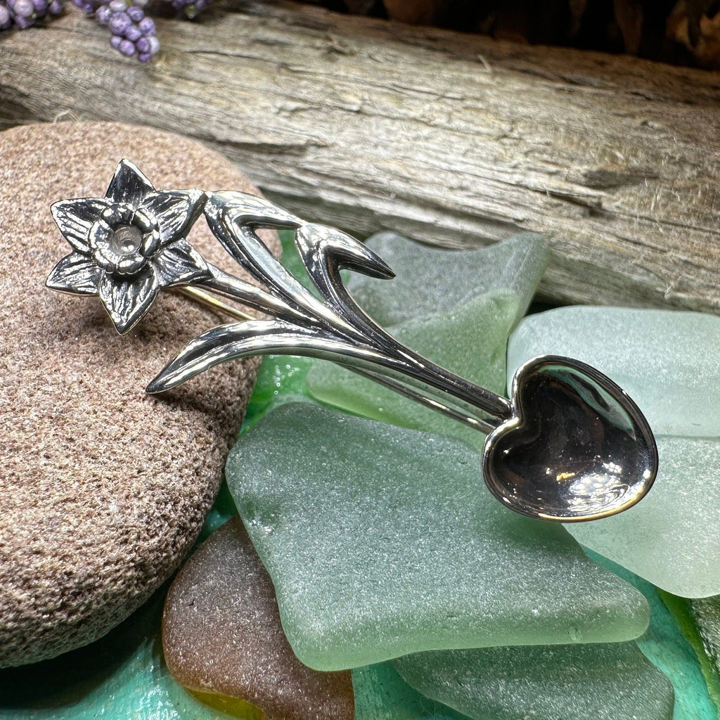 Welsh Daffodil Love Spoon Brooch