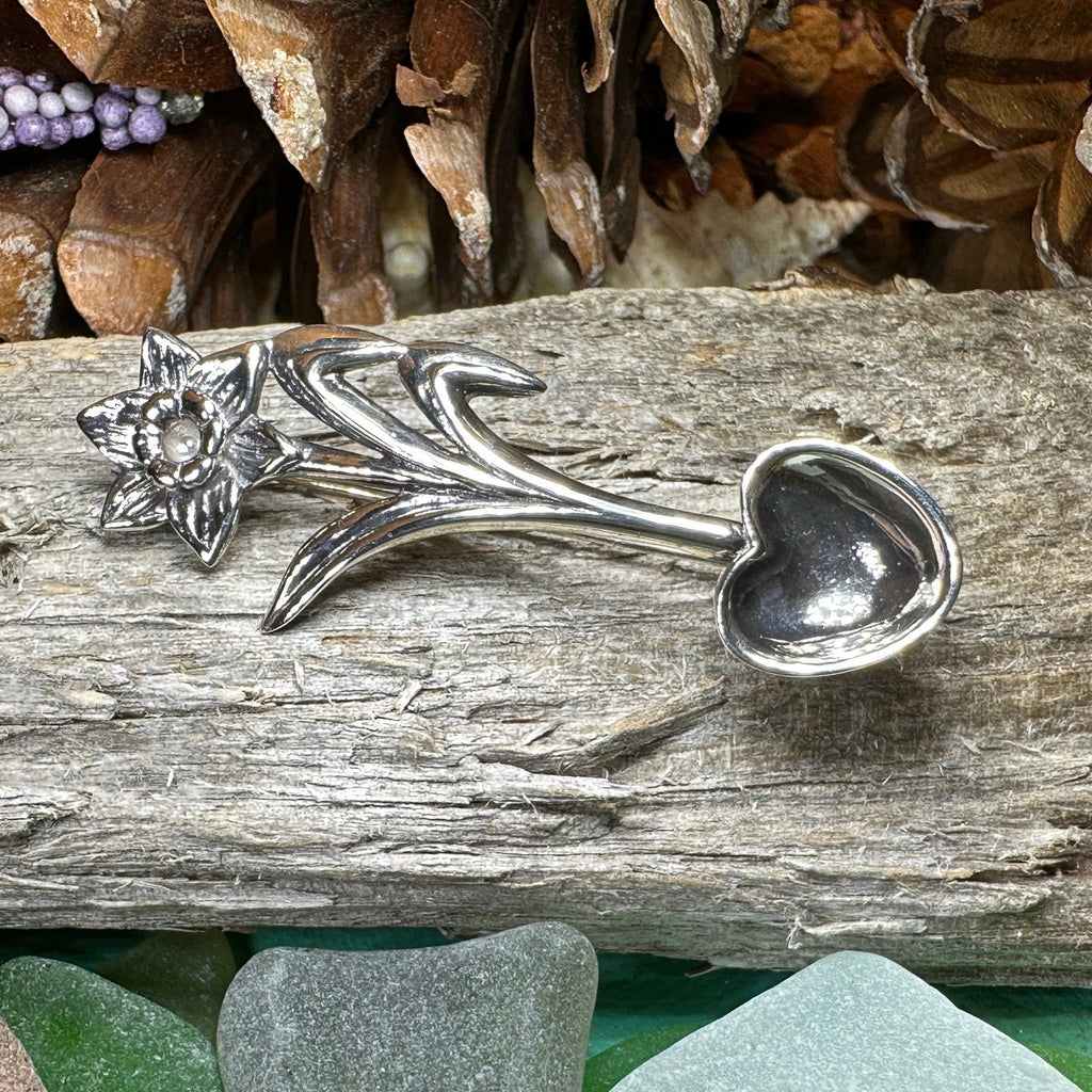 Welsh Daffodil Love Spoon Brooch