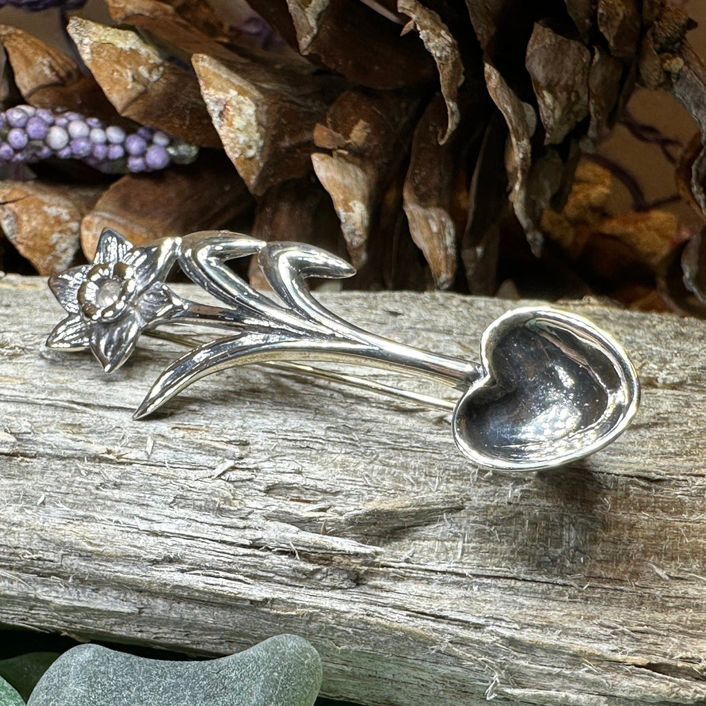 Welsh Daffodil Love Spoon Brooch