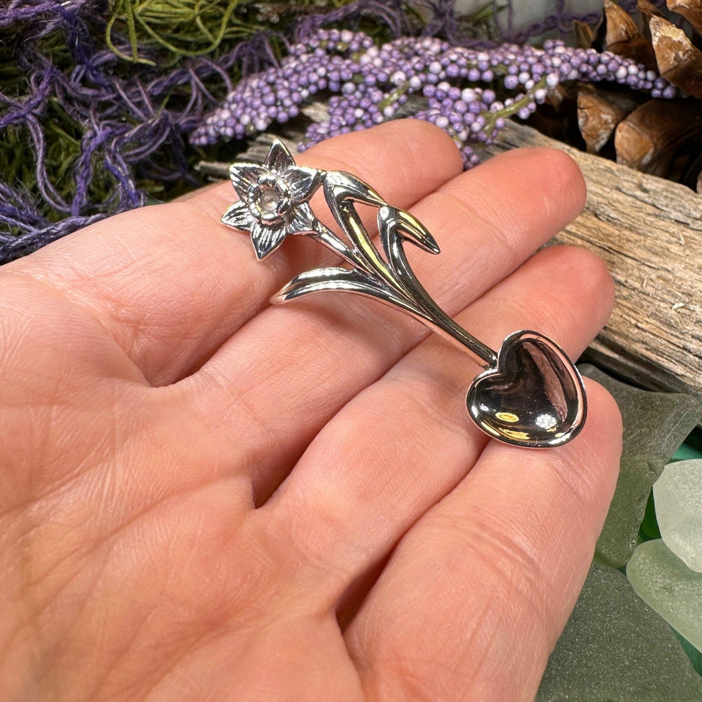 Welsh Daffodil Love Spoon Brooch