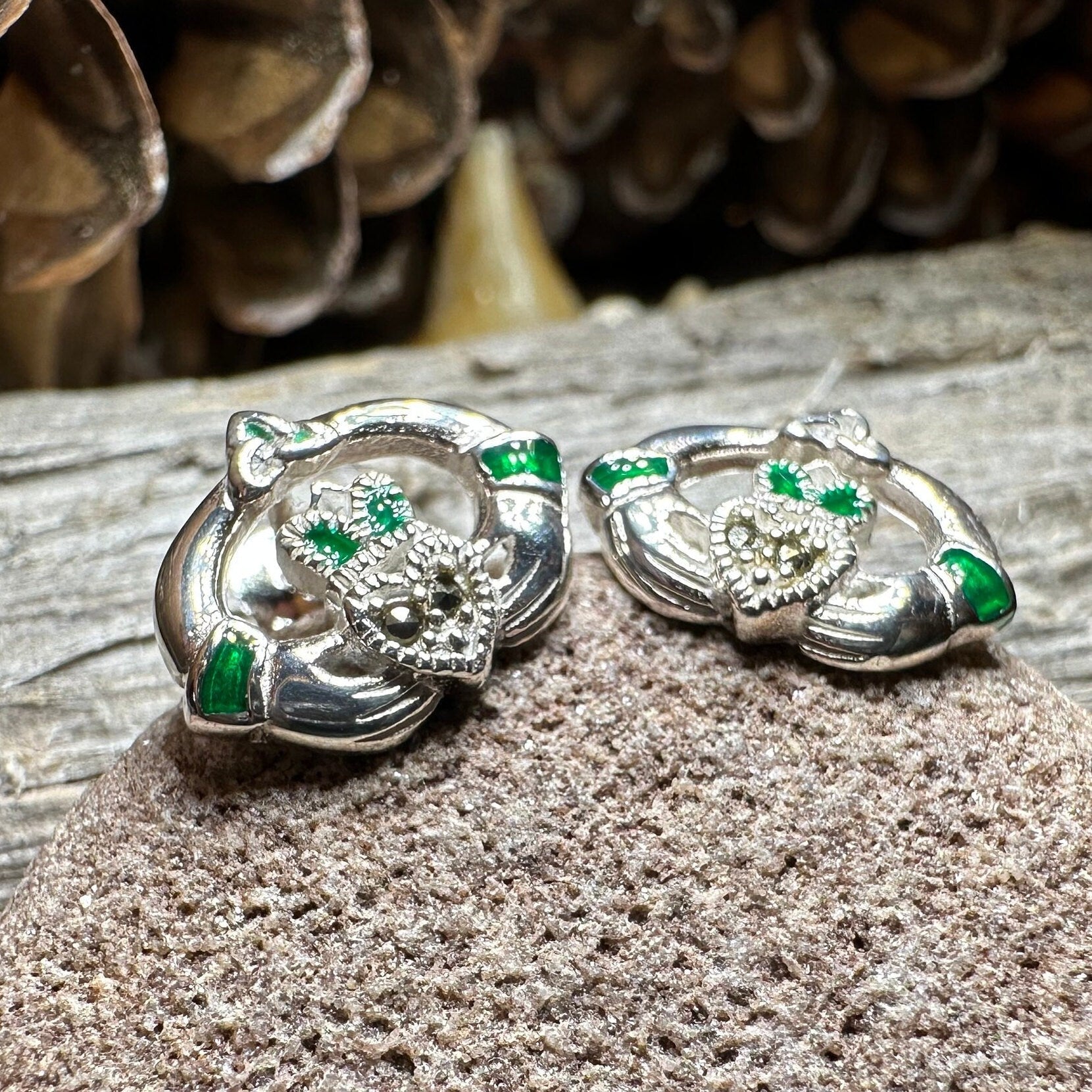 Dalia Claddagh Stud Earrings