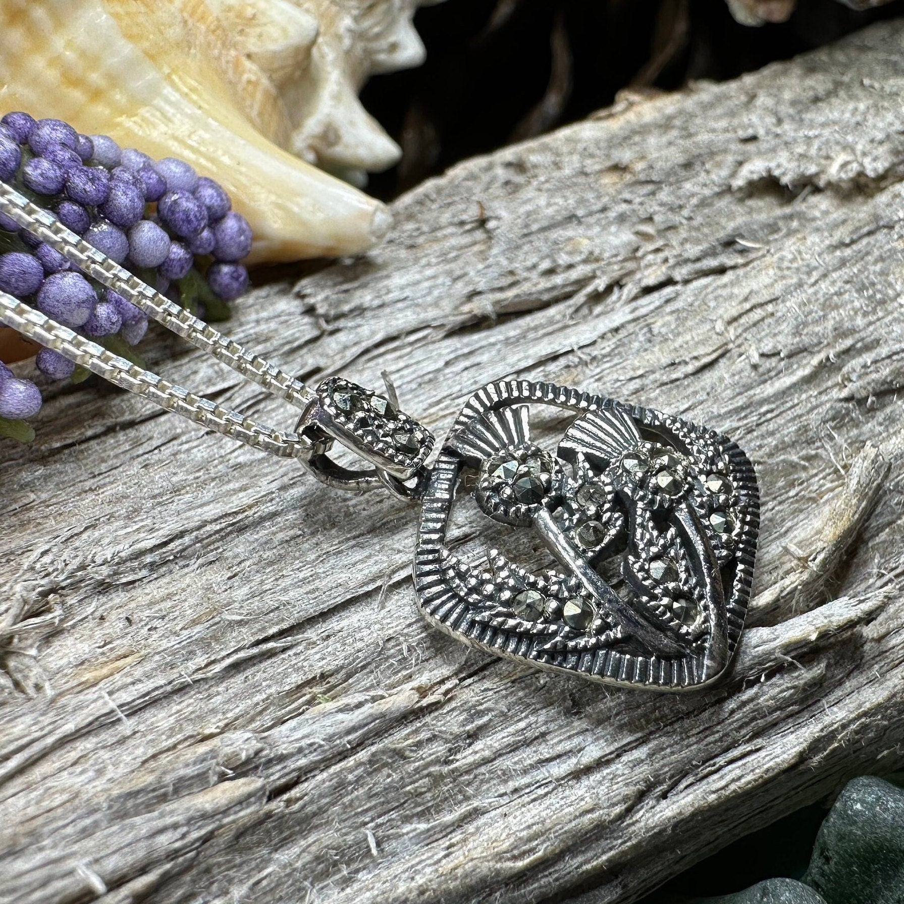 Leonora Thistle Marcasite Necklace