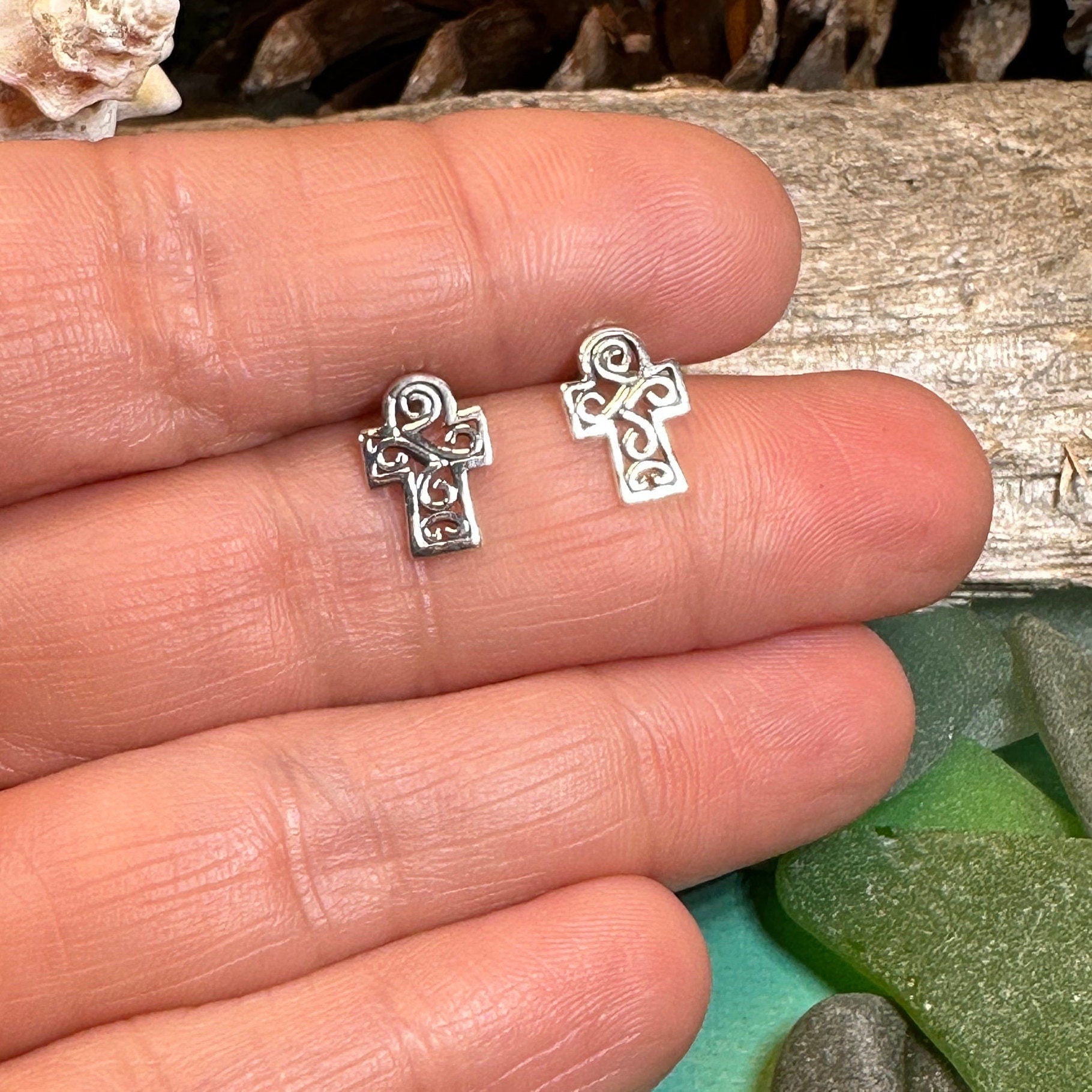 Iona Celtic Cross Post Earrings