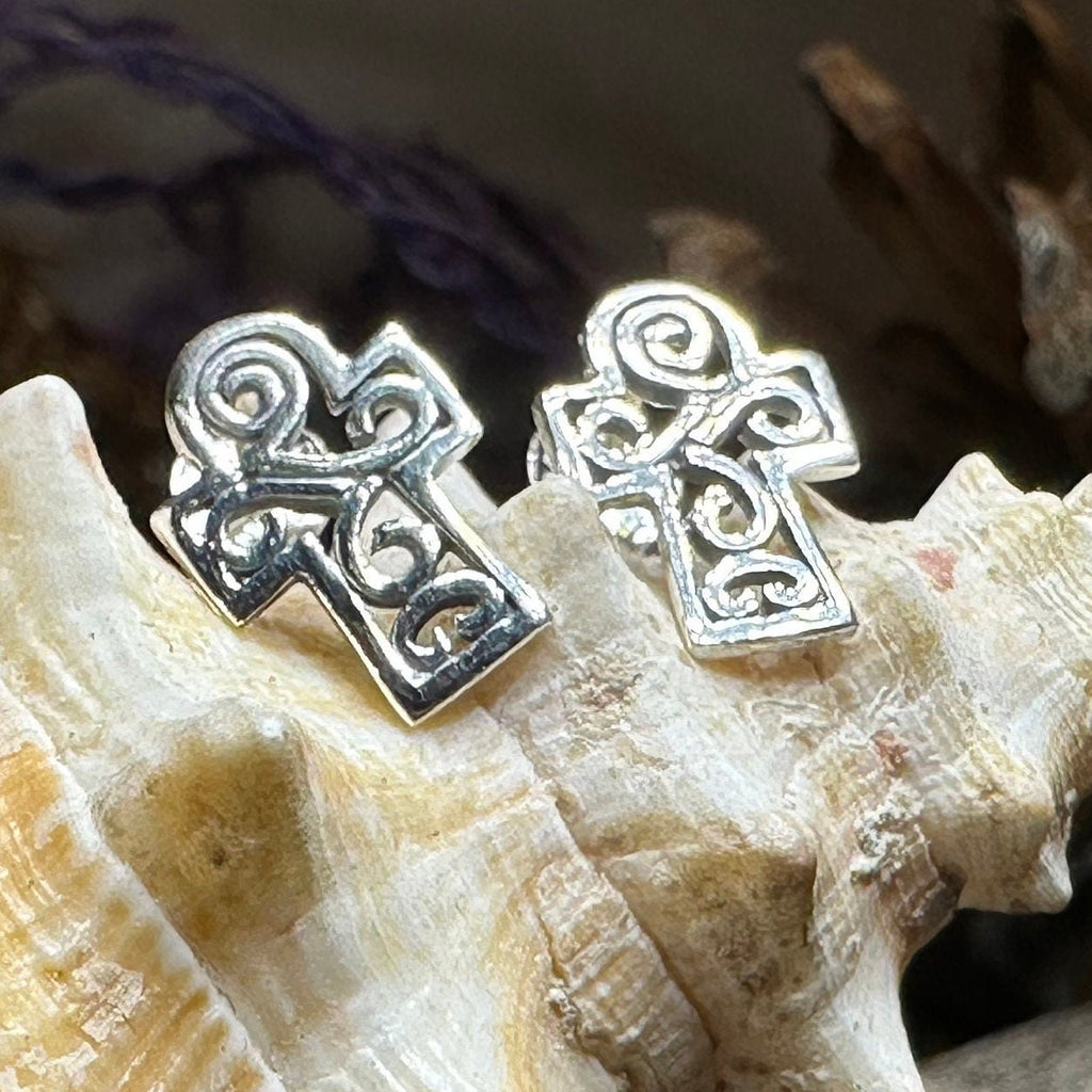 Iona Celtic Cross Post Earrings