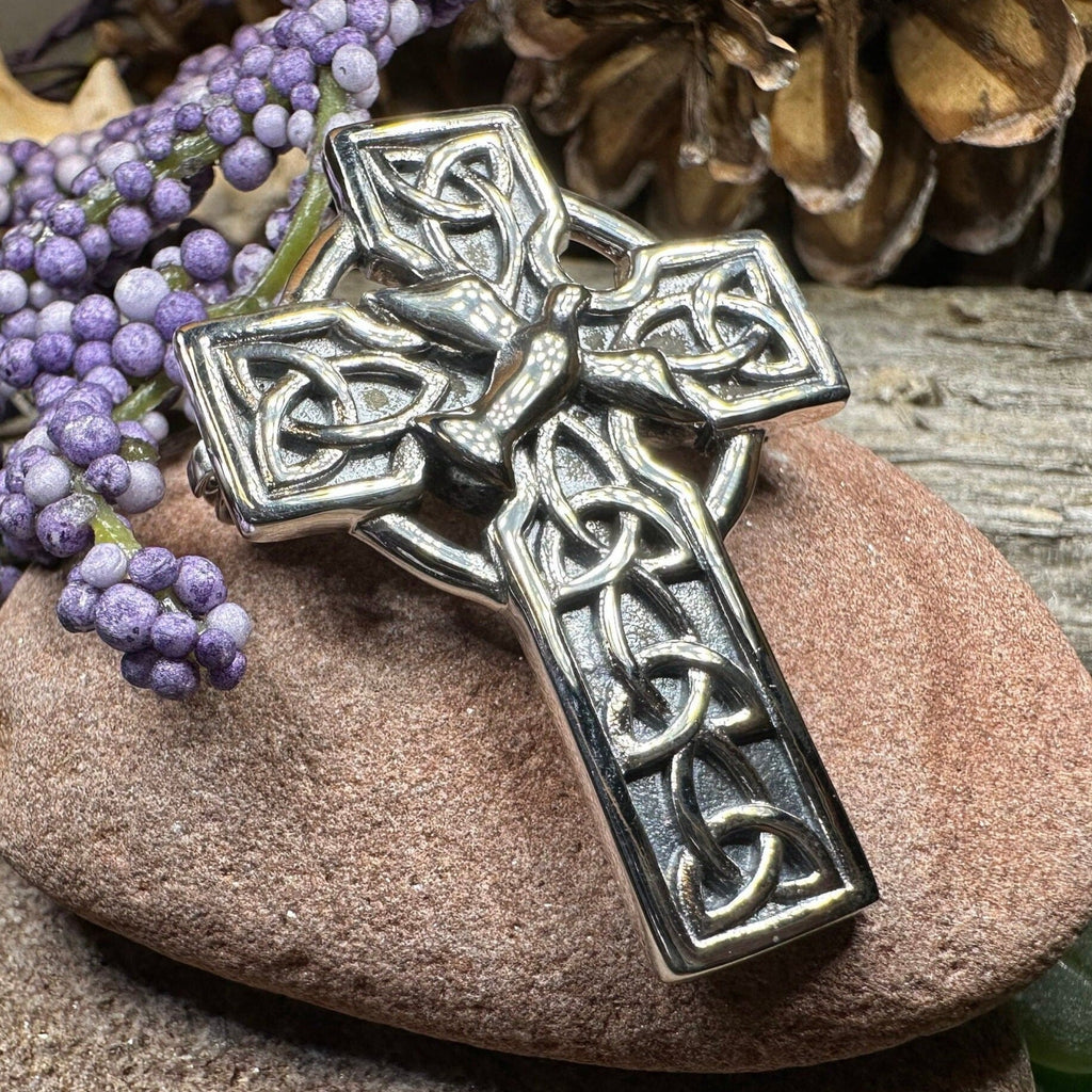 Celtic Cross Dove of Peace Brooch