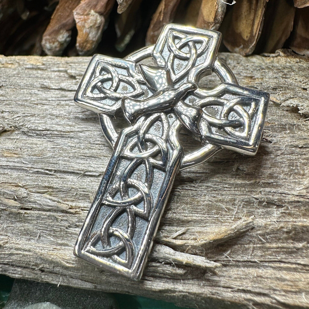 Celtic Cross Dove of Peace Brooch