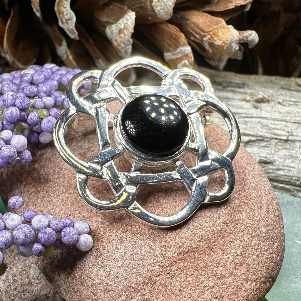 Onyx Celtic Knot Brooch