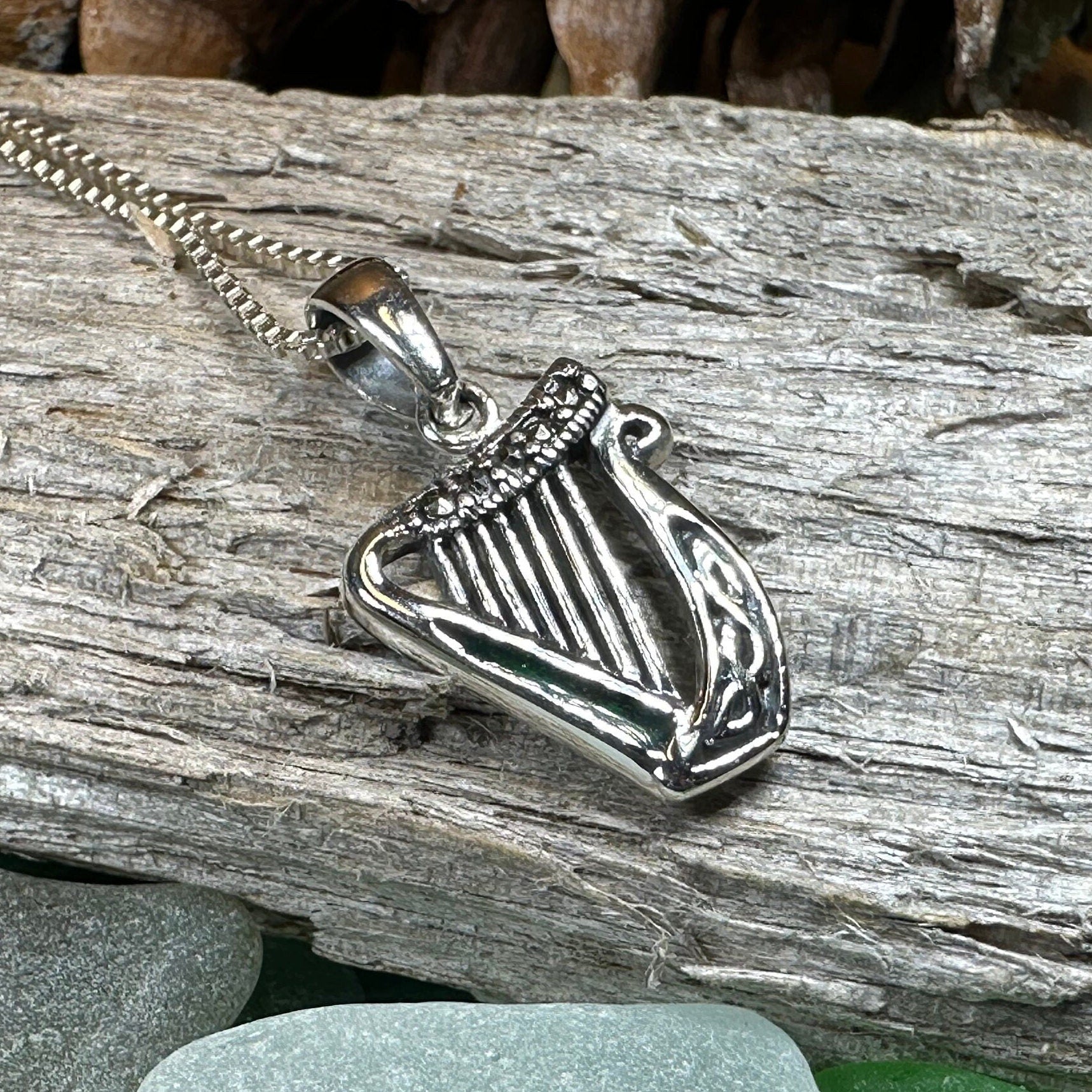 Green Enamel Harp Necklace