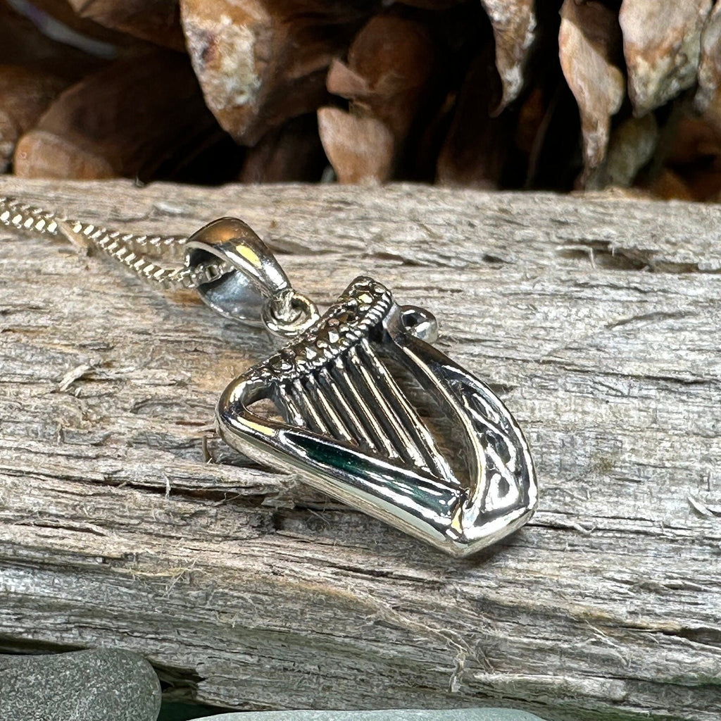 Green Enamel Harp Necklace