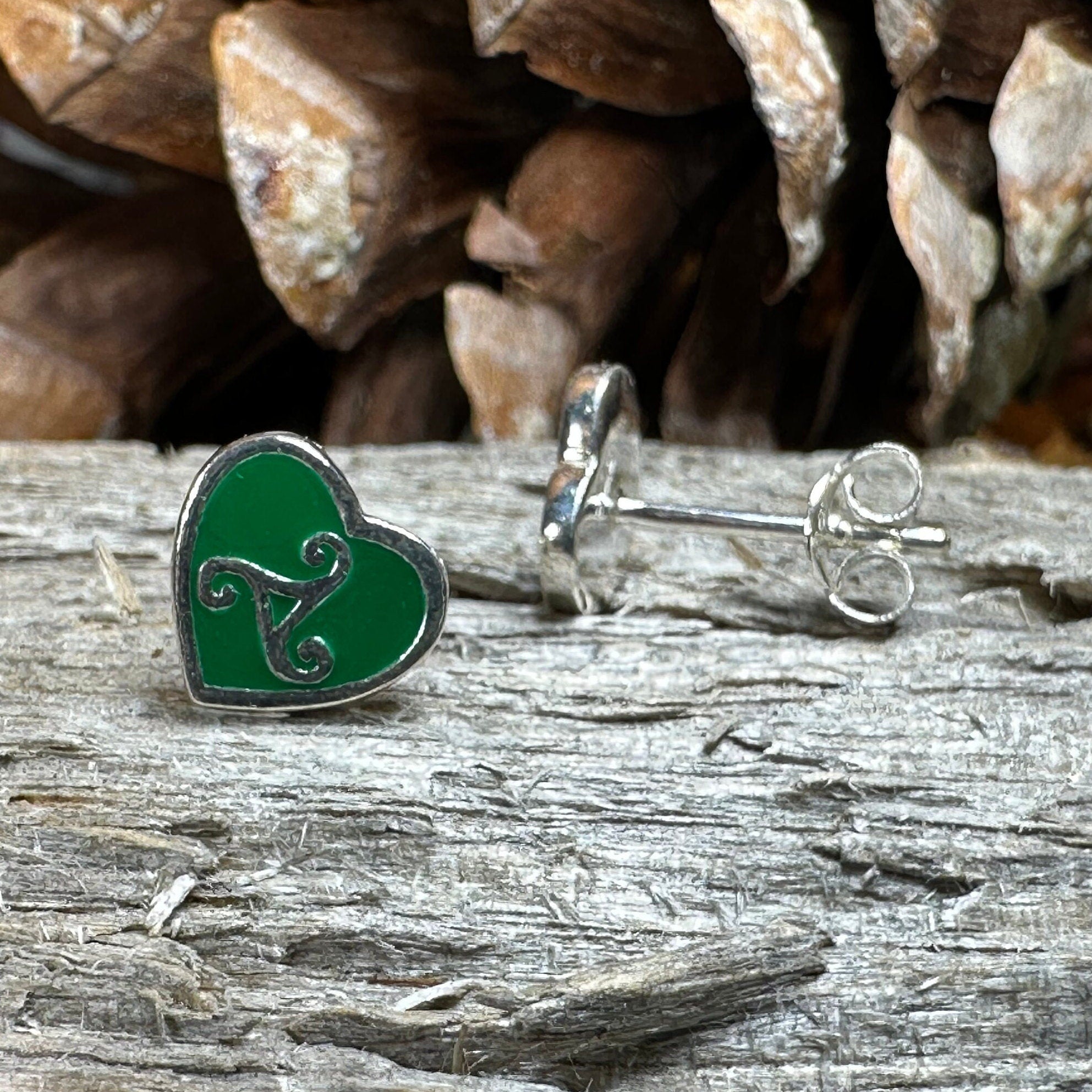 Green Celtic Spiral Earrings