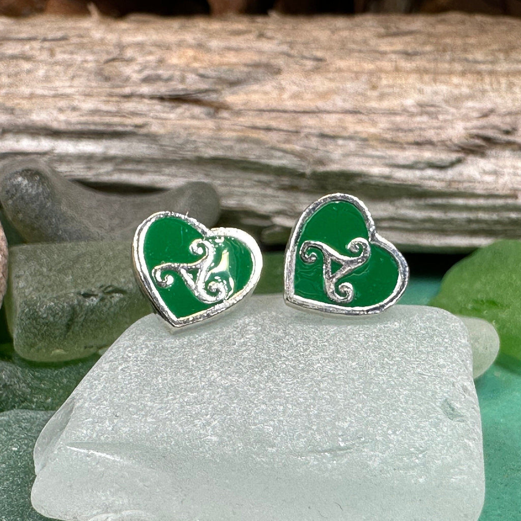 Green Celtic Spiral Earrings