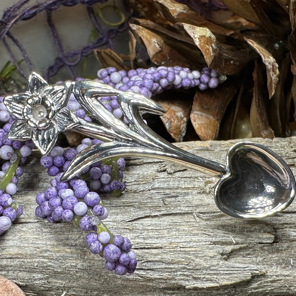 Welsh Daffodil Love Spoon Brooch