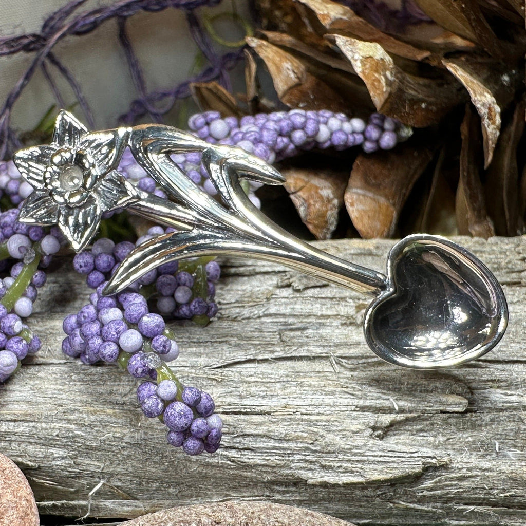 Welsh Daffodil Love Spoon Brooch