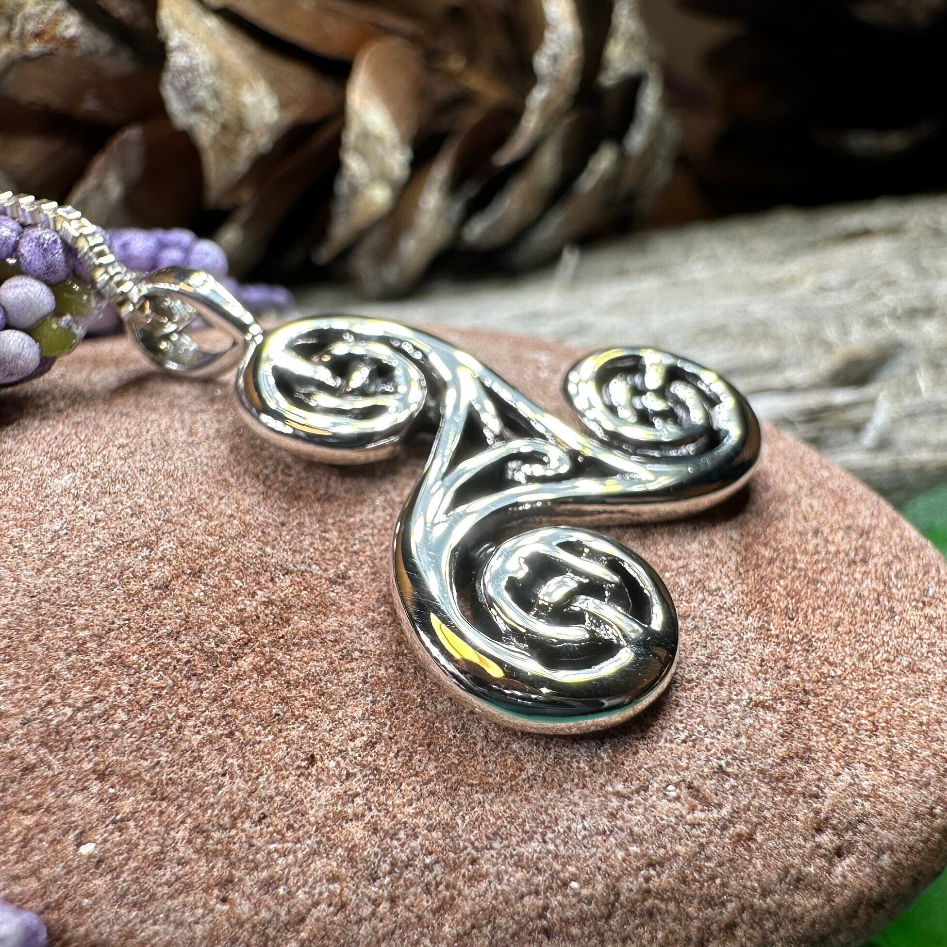 Gaeltide Triple Spiral Necklace