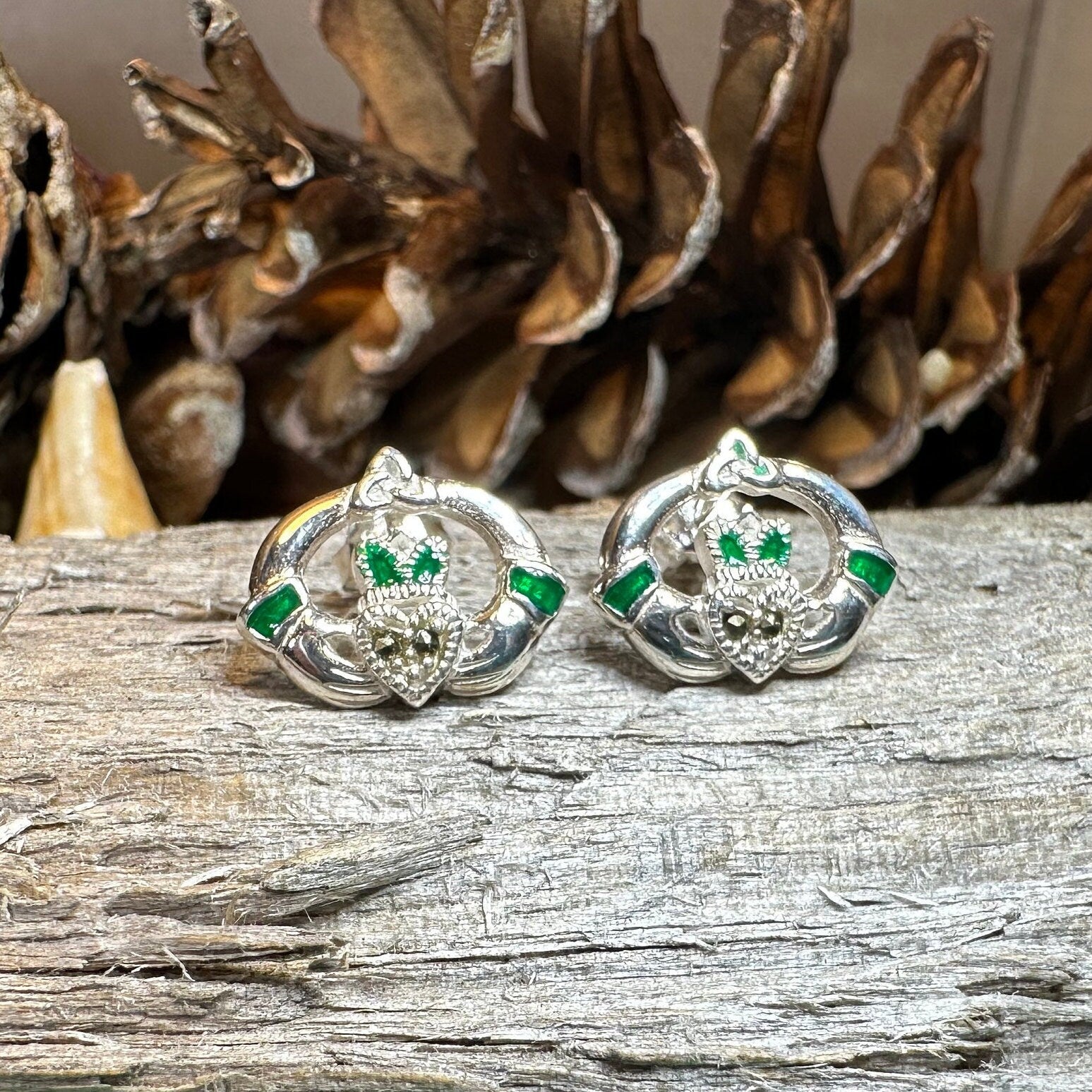 Dalia Claddagh Stud Earrings