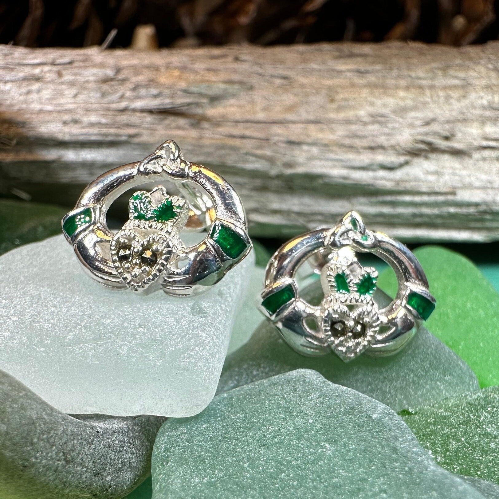 Dalia Claddagh Stud Earrings