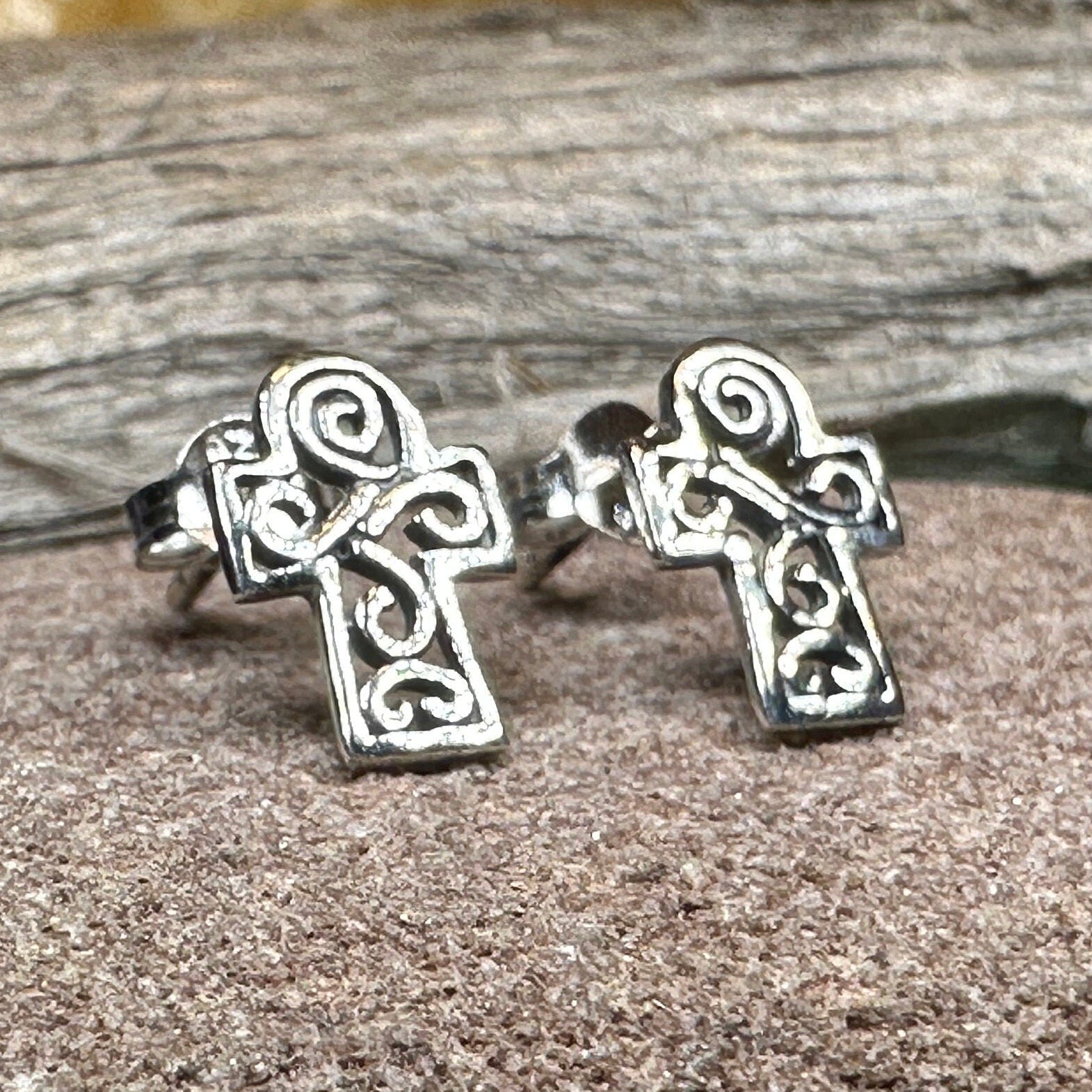 Iona Celtic Cross Post Earrings