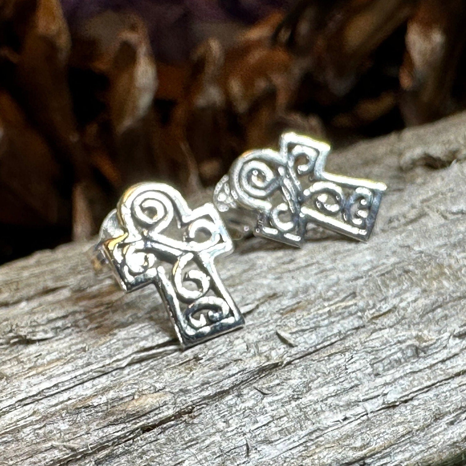 Iona Celtic Cross Post Earrings