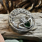 Emerald Claddagh Brooch