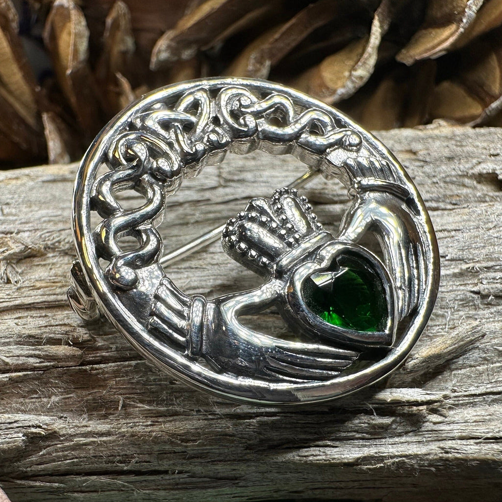Emerald Claddagh Brooch