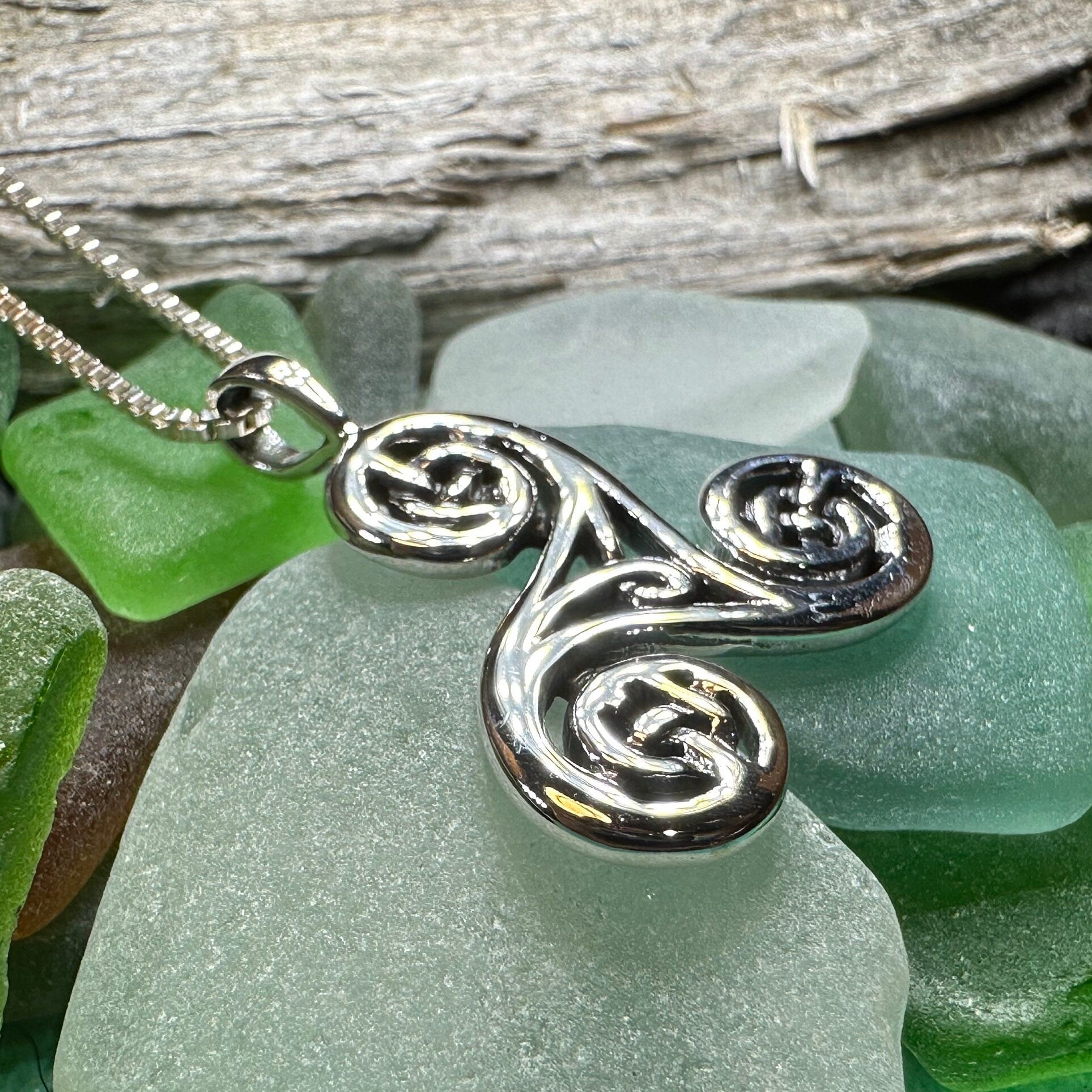 Gaeltide Triple Spiral Necklace