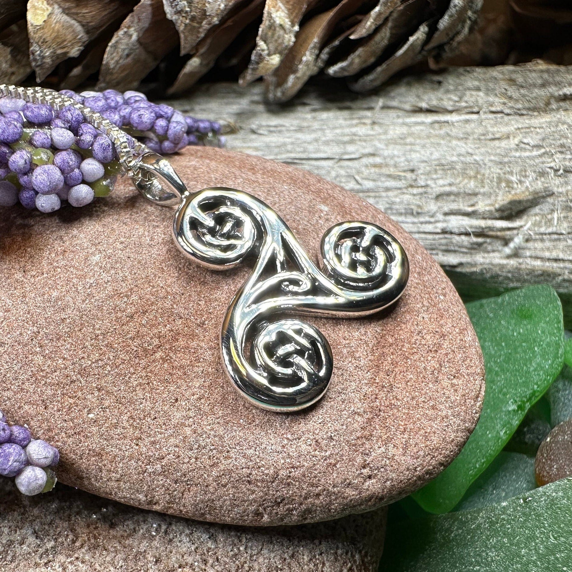 Gaeltide Triple Spiral Necklace