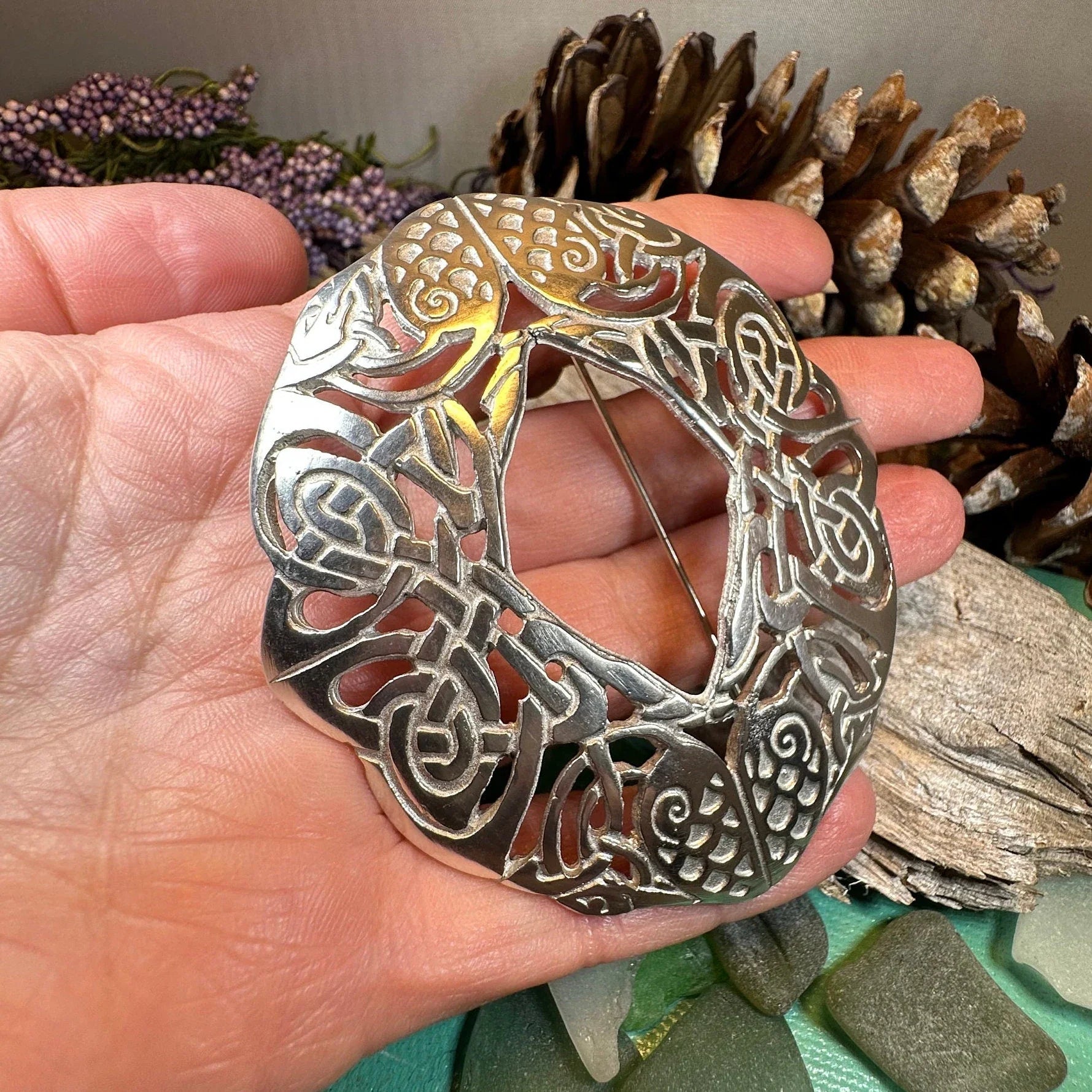 Large Celtic Birds Brooch