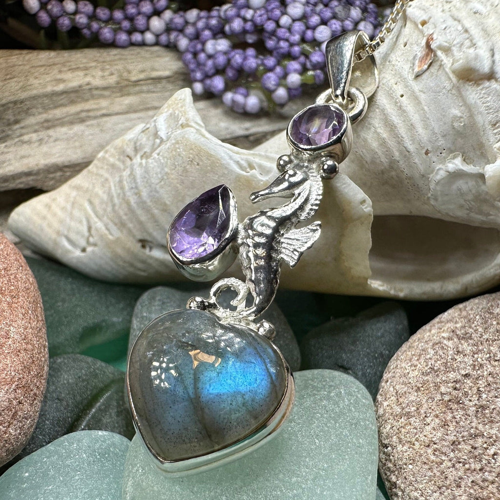 Seamist Seahorse Labradorite Necklace