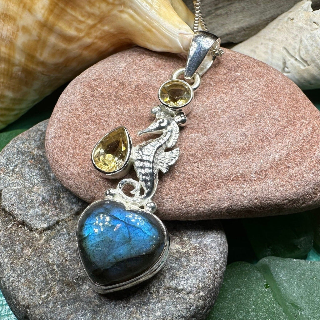 Seamist Seahorse Labradorite Necklace