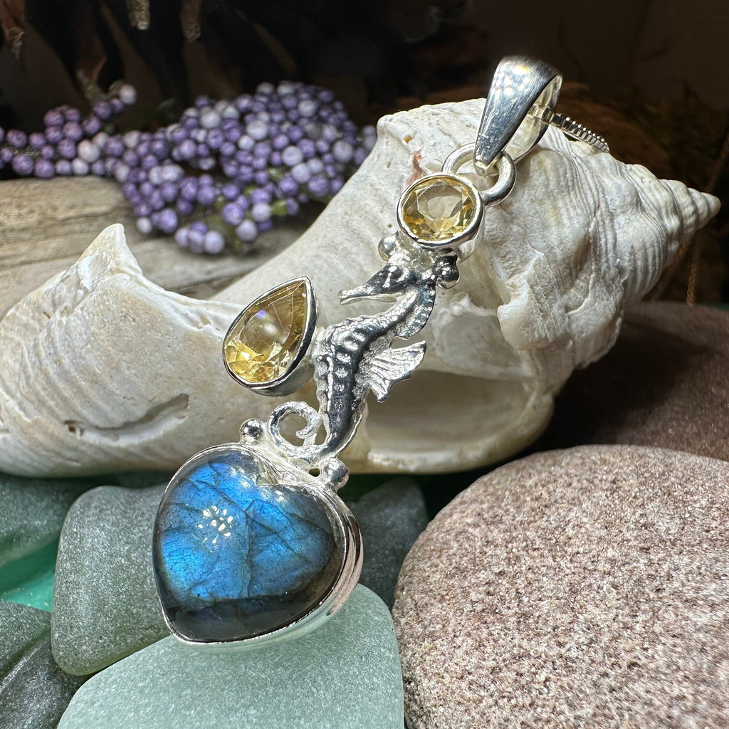 Seamist Seahorse Labradorite Necklace