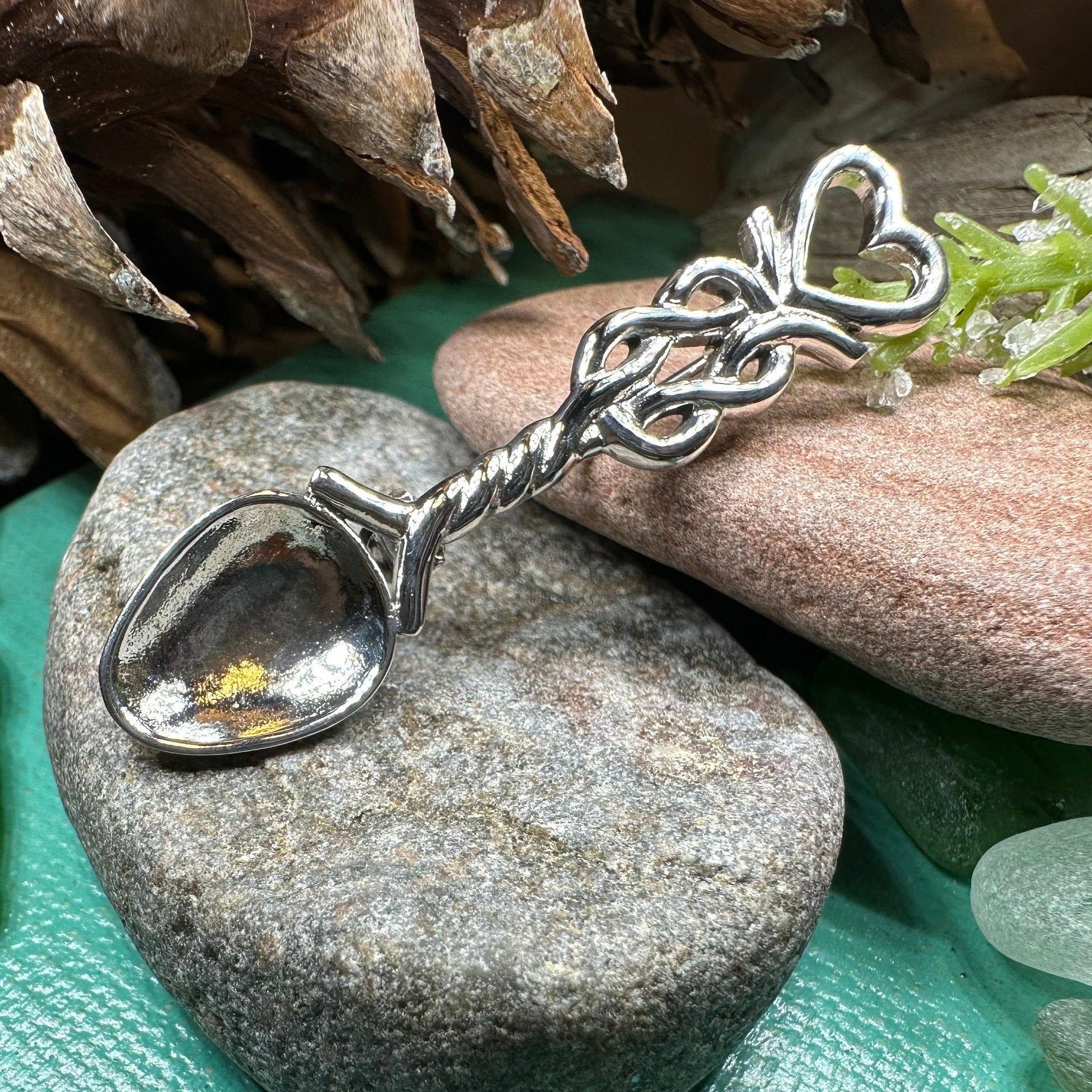 Welsh Celtic Heart Love Spoon Brooch