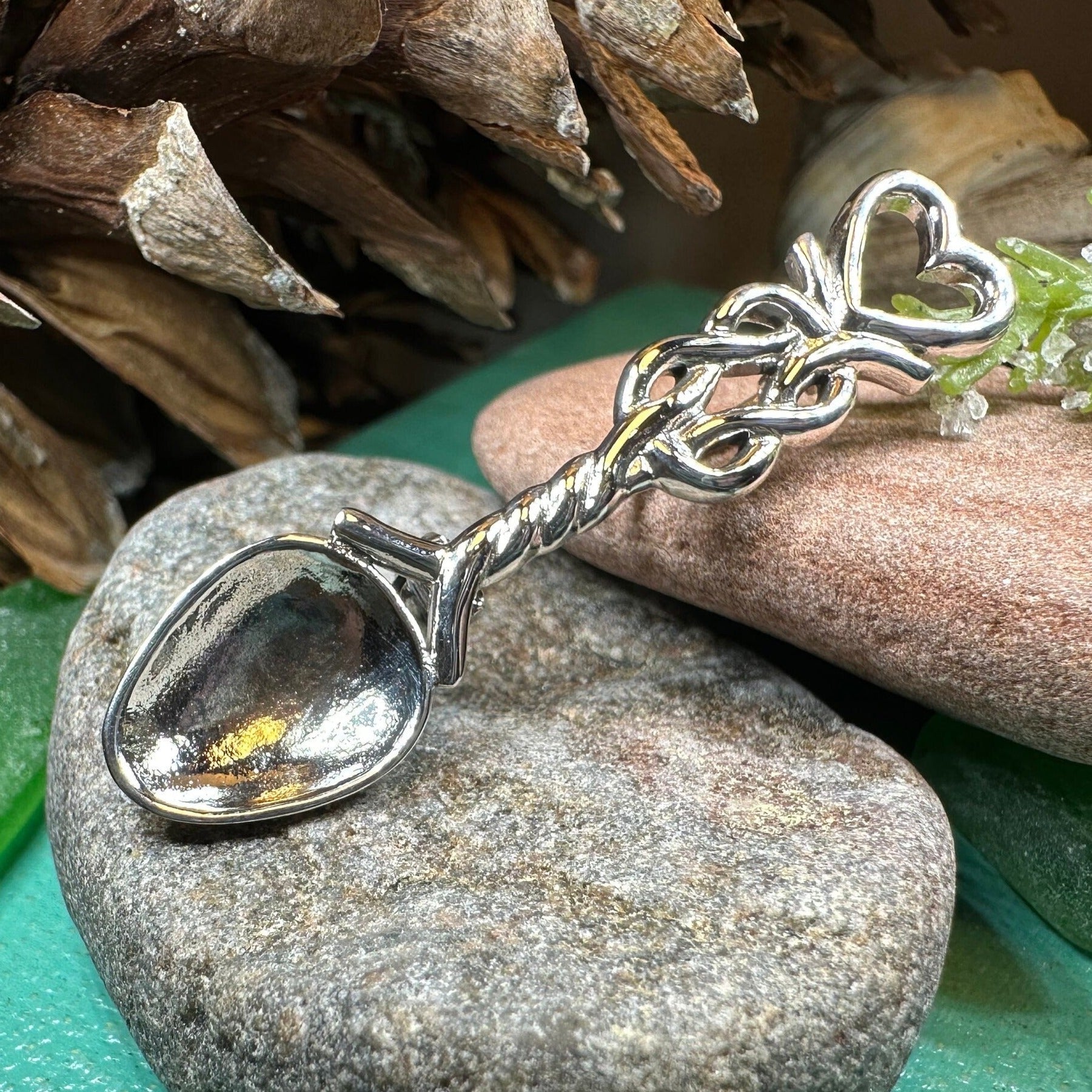 Welsh Celtic Heart Love Spoon Brooch