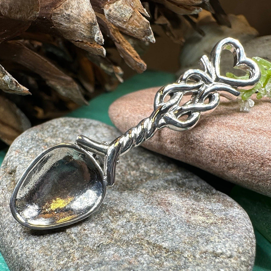 Welsh Celtic Heart Love Spoon Brooch